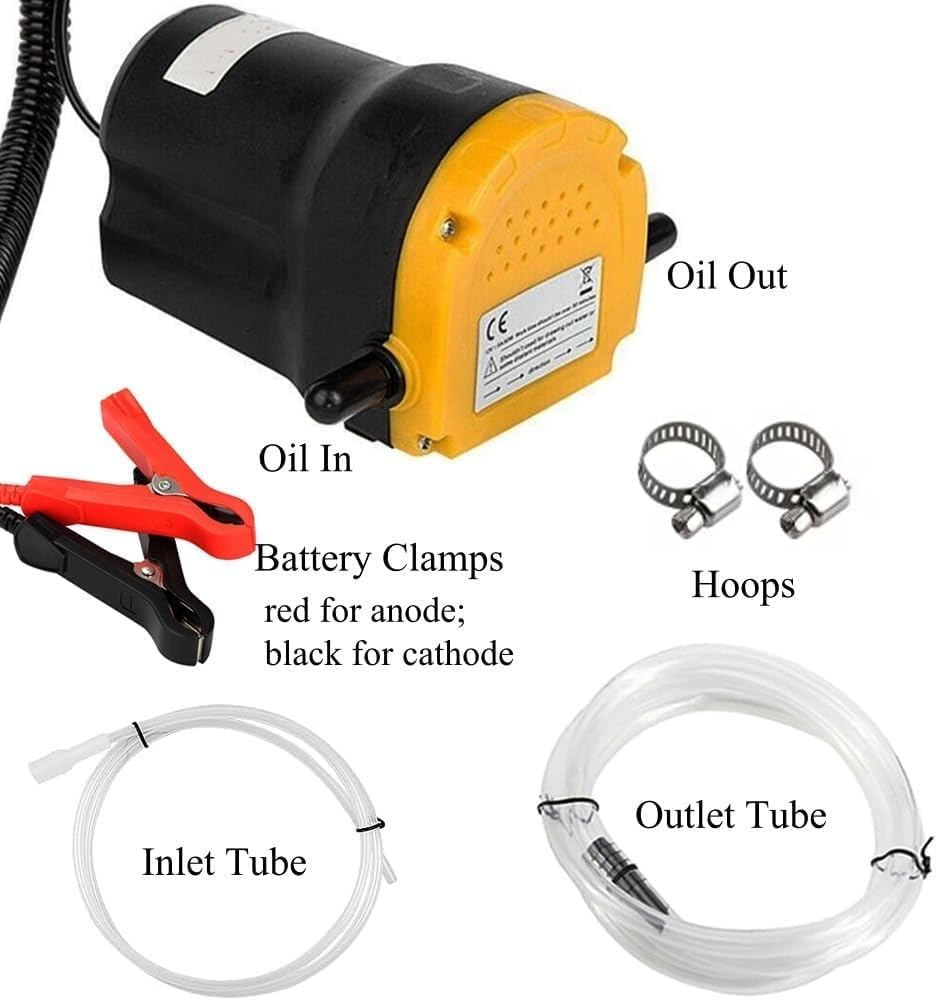 Detalle de TONZACK Ölwechselpumpen-Extraktor 12V 80W – Kraftstoff-Umfüllpumpe mit Rohren, robust & kompakt