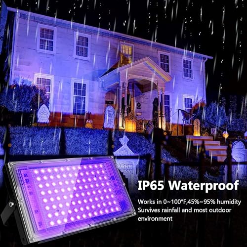 Detalle 2 de CREATESTAR UV Schwarzlicht Strahler 100W – IP65, 395–400 nm, LED-Fluter