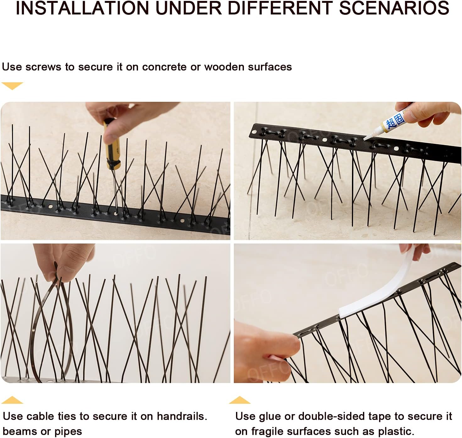 Thumbnail 5 de OFFO Bird Spikes Pre-Assembled for Roofs and Windows (2.08m) – Durable Stainless Steel Deterrent