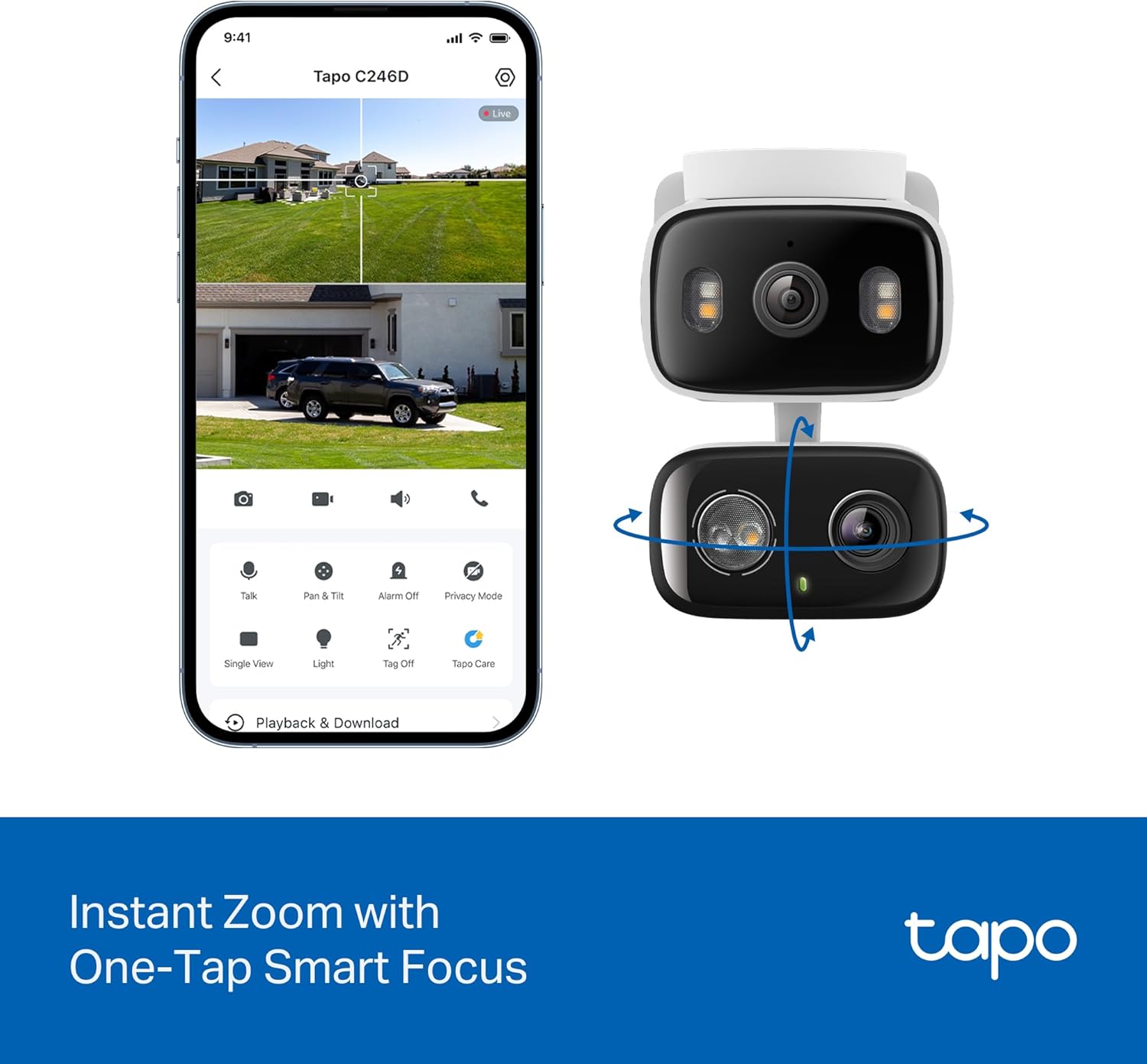 Thumbnail 3 de Tapo HybridCam Duo 3MP Dual-Lens Pan/Tilt security camera