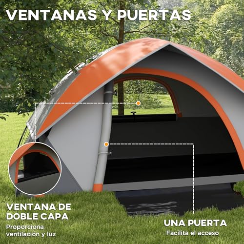 Detalle de Outsunny Tienda de Campaña para 2 Personas: plegable, impermeable 3000 mm y diseño ligero