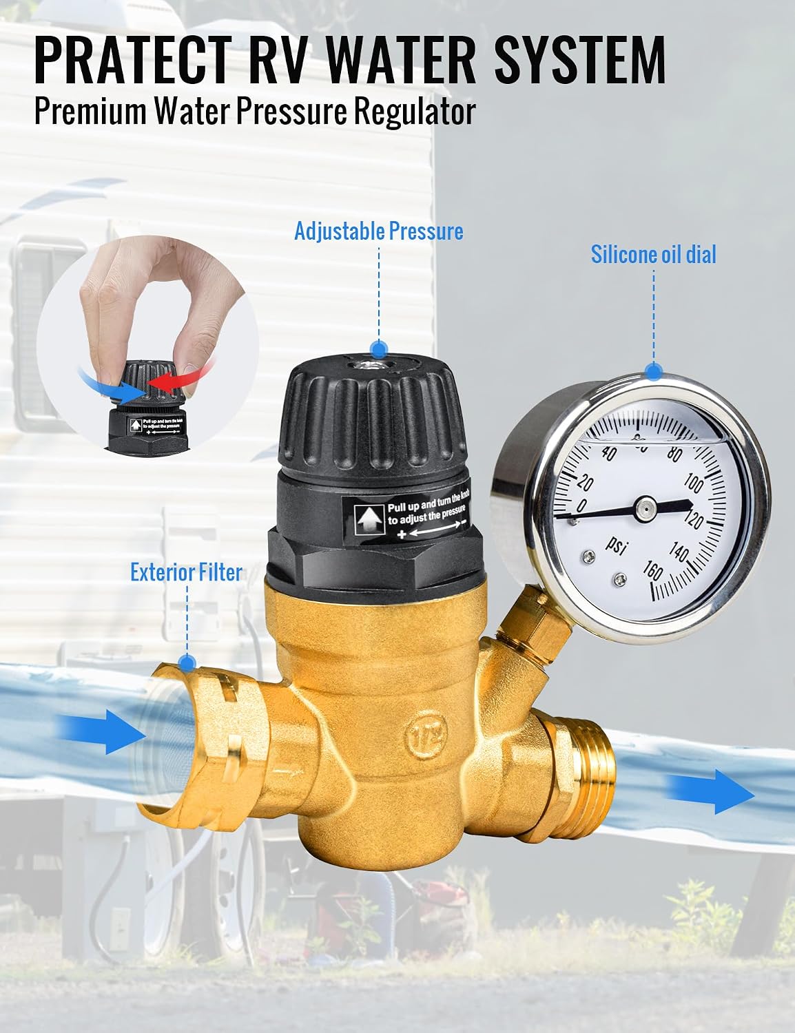 Detalle 2 de RV Water Pressure Regulator Kit with All-in-One Fresh Water Setup