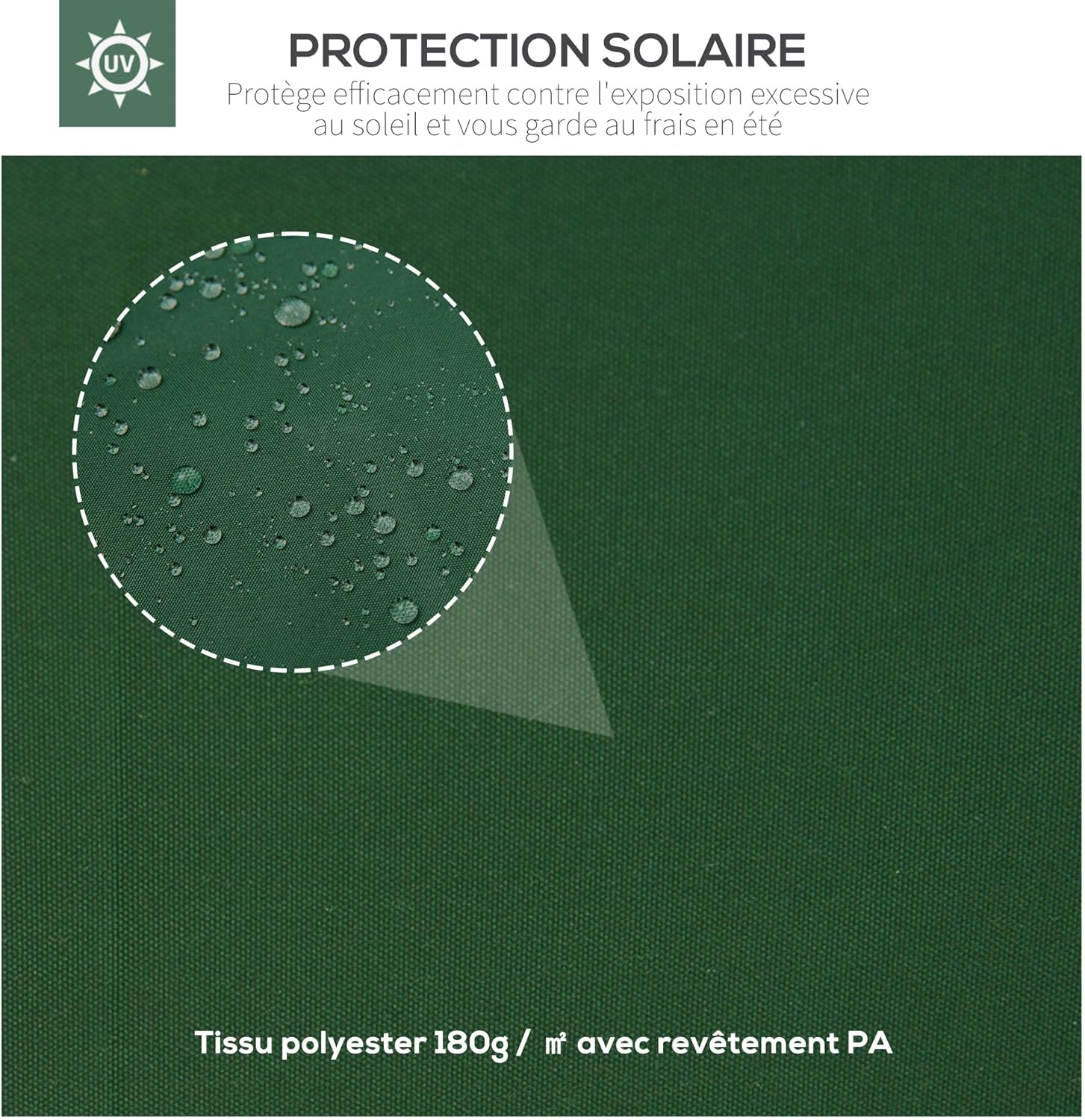 Thumbnail 3 de Outsunny Toile de Rechange pour pavillon tonnelle 3 x 4 m – Vert, polyester haute densité 180 g/m²