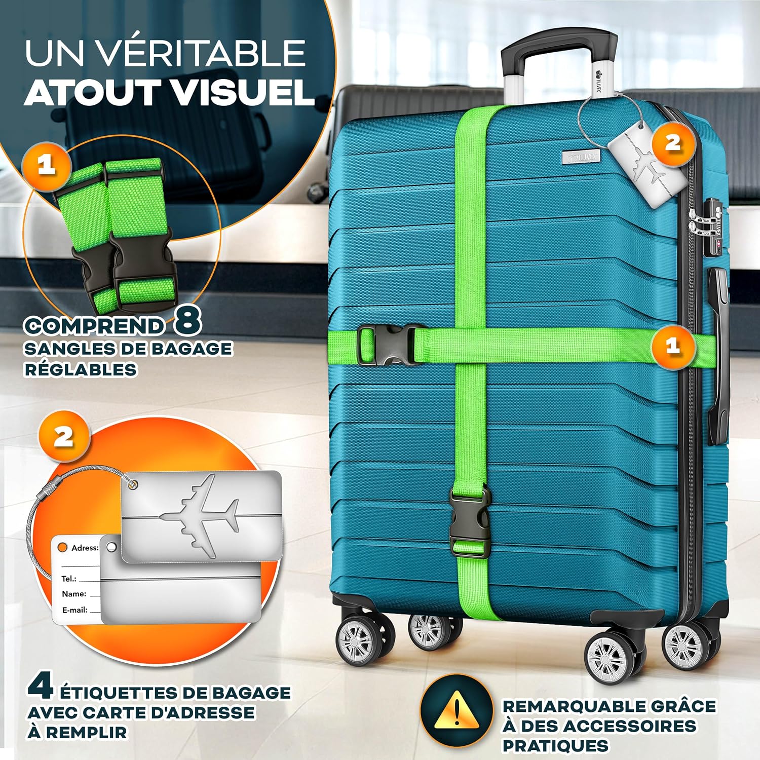 Detalle 2 de tillvex Set 4 valises S‑M‑L‑XL Turquoise