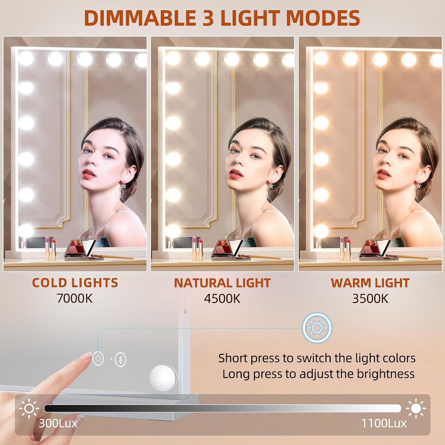 Detalle de FENCHILIN 32x23-Inch Vanity Mirror with Lights and Bluetooth Speakers