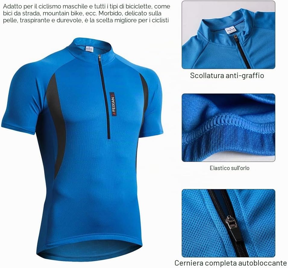 Detalle 2 de Maglia da ciclismo uomo MEETWEE con zip e 3 tasche, maniche corte/lunghe in tessuto traspirante
