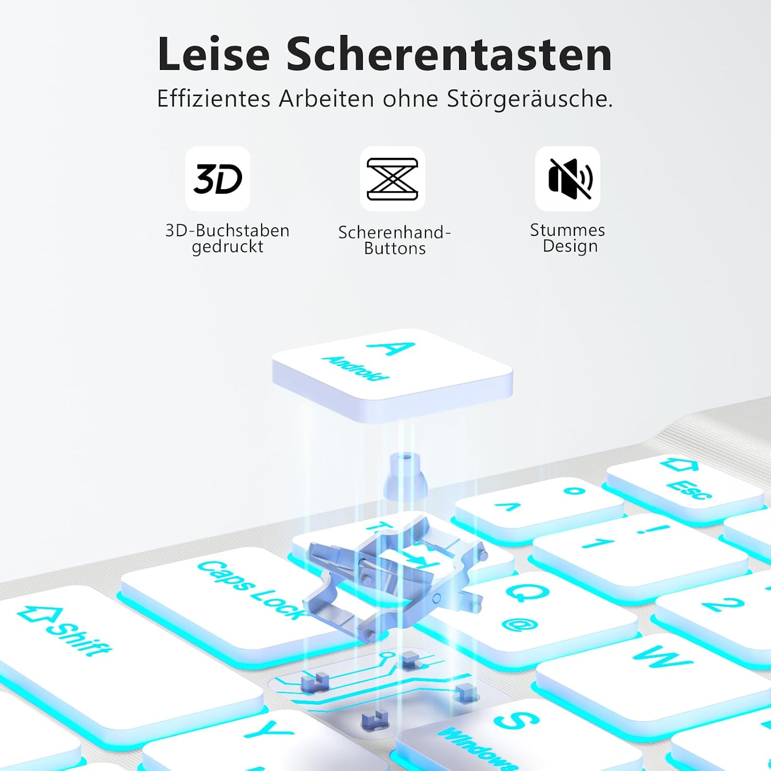 Detalle 2 de Vobafe Bluetooth Tastatur QWERTZ mit Halter
