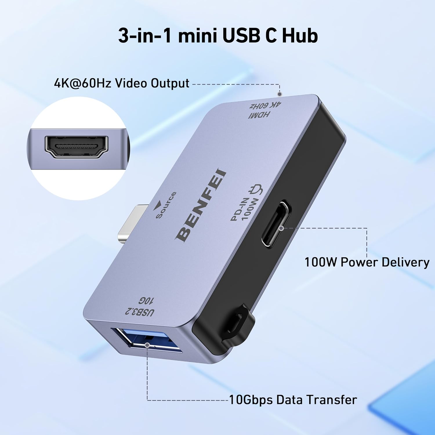 Thumbnail 2 de BENFEI USB-C auf HDMI Hub mit 4K@60Hz