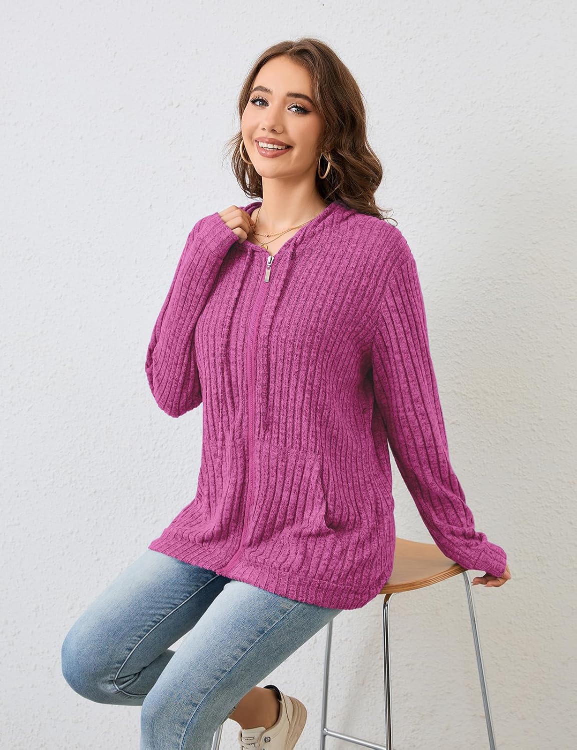 Thumbnail 5 de Flikity Zip Hoodie Damen mit Kapuze – Reißverschluss-Sweatjacke im Basic-Look