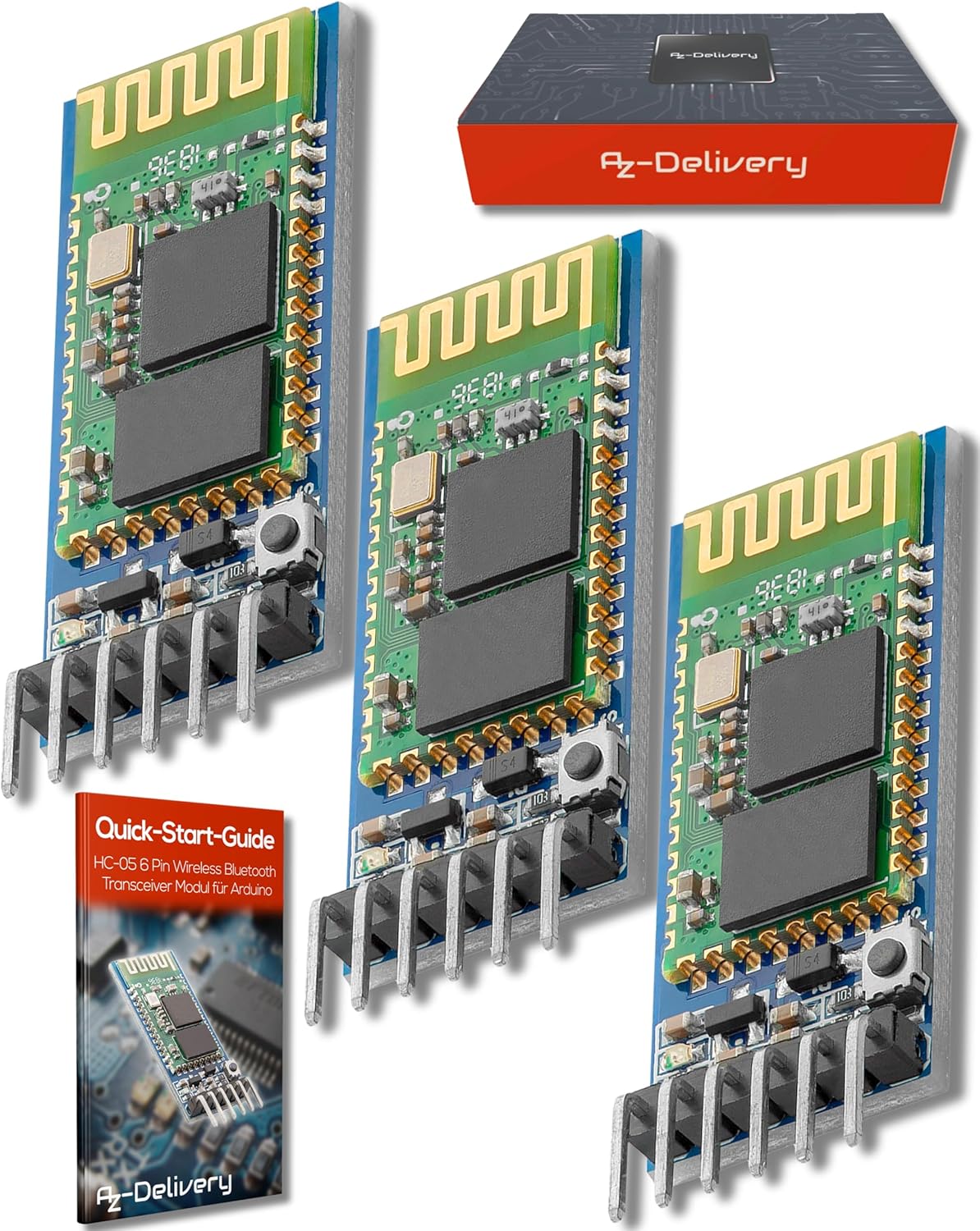 Thumbnail 6 de AZDelivery lot de 5 modules Bluetooth HC-05 / HC-06 (émetteur-récepteur) avec LED d’état, mode AT et E-Book