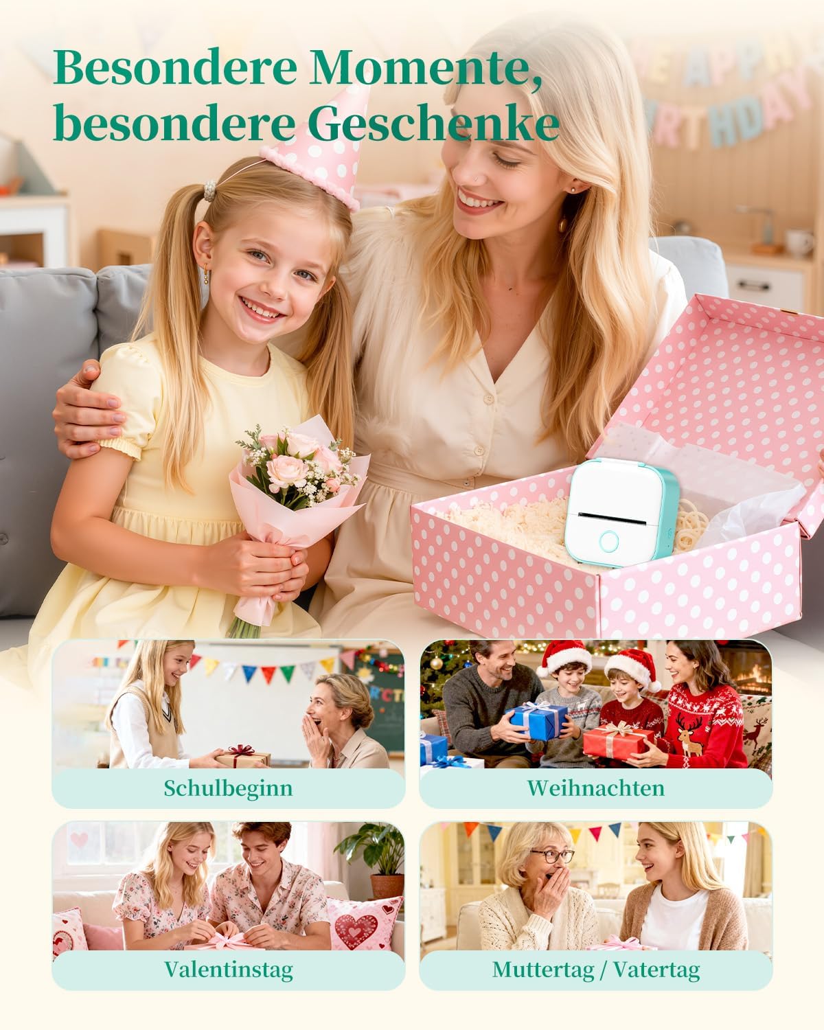 Thumbnail 2 de T02 Mini Drucker Thermodrucker 3,39×3,39×1,42 Zoll