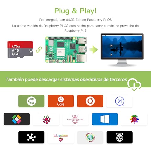 Thumbnail 1 de iRasptek Raspberry Pi 5 4GB Starter Kit con OS Bookworm 64GB