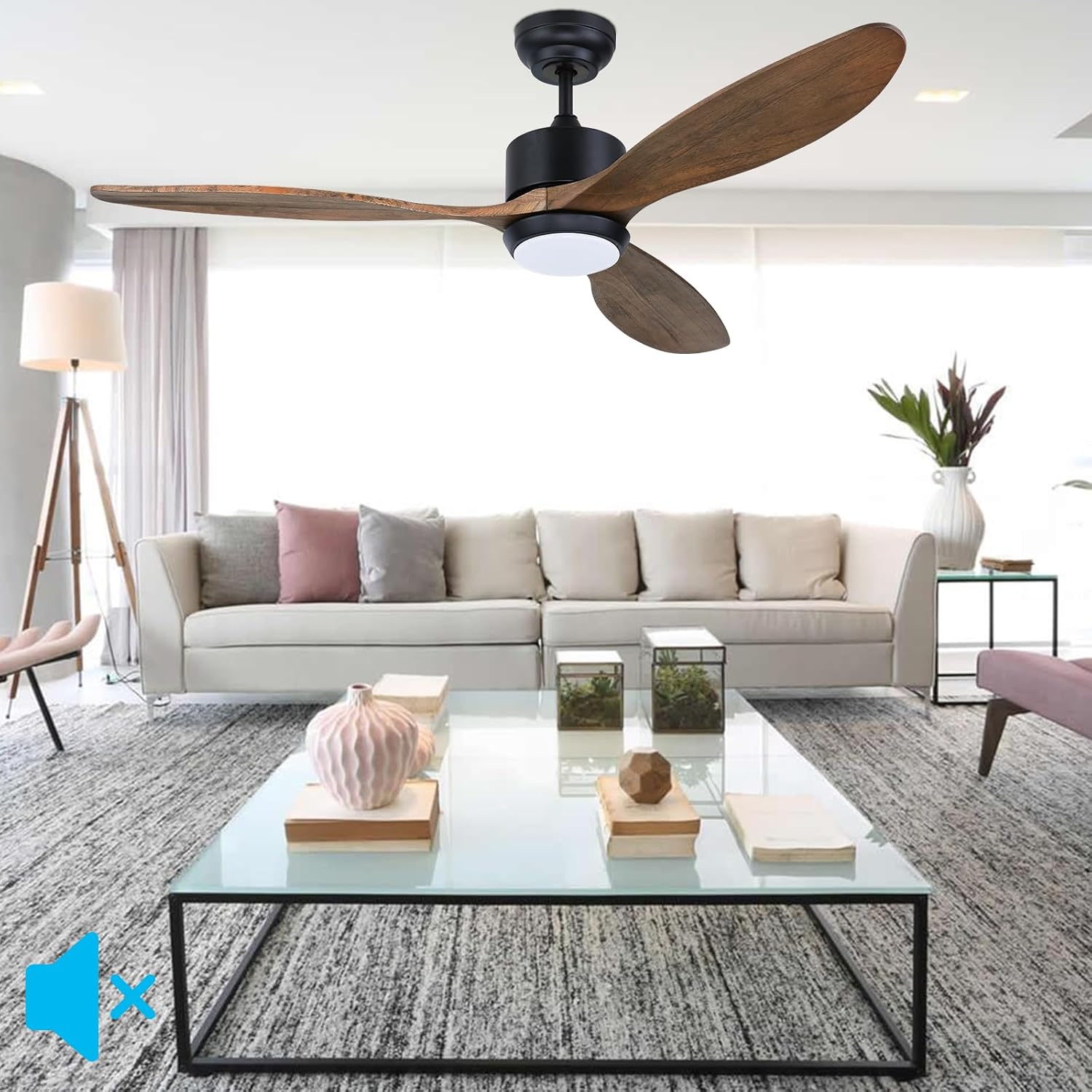 Detalle 2 de Ovlaim 132CM ventilatore a soffitto con luce