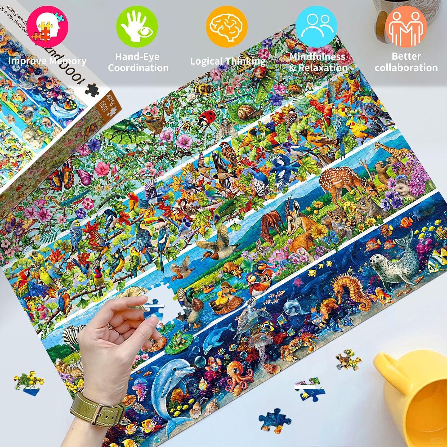 Detalle 2 de HUADADA 1000-piece All Things Have Spirits jigsaw puzzle 🧩