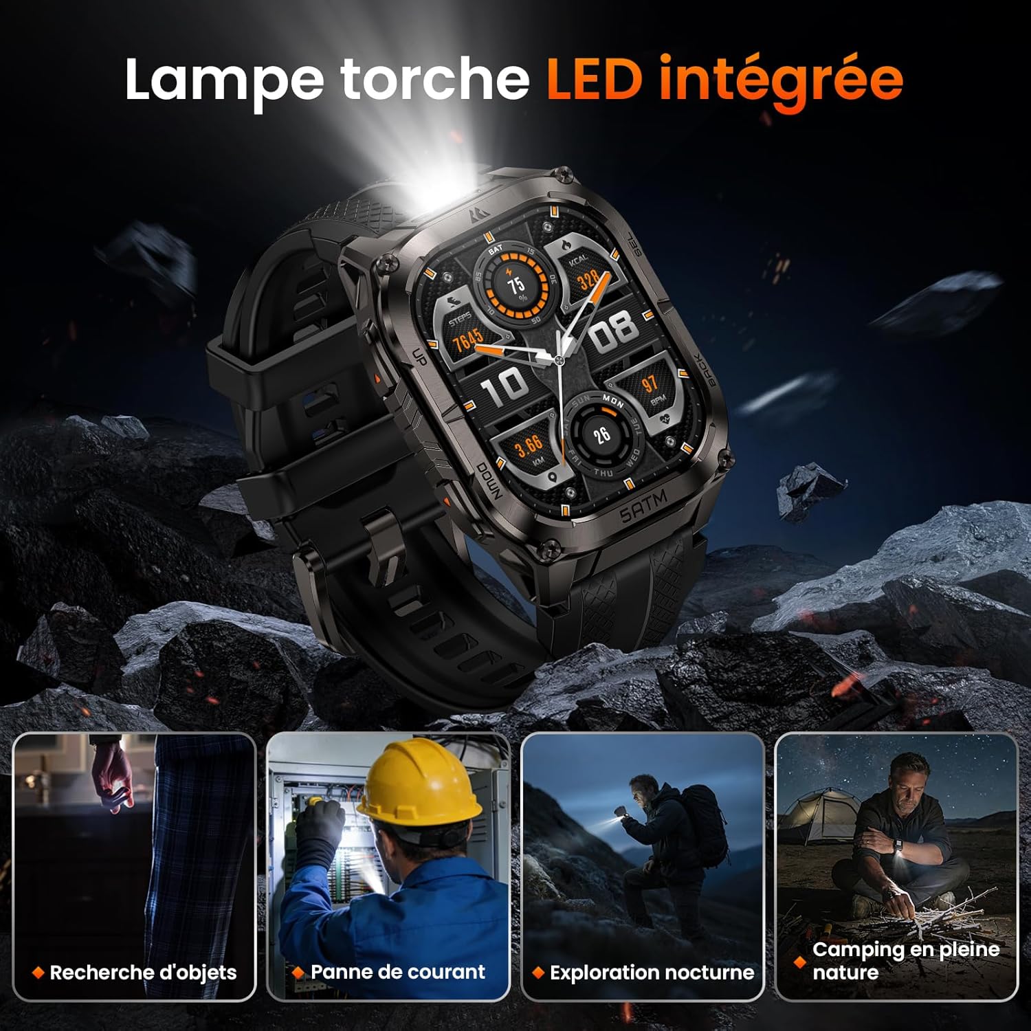 Thumbnail 1 de KOSPET Tank M4C: Montre connectée robuste avec GPS, lampe LED et Talkie-Walkie