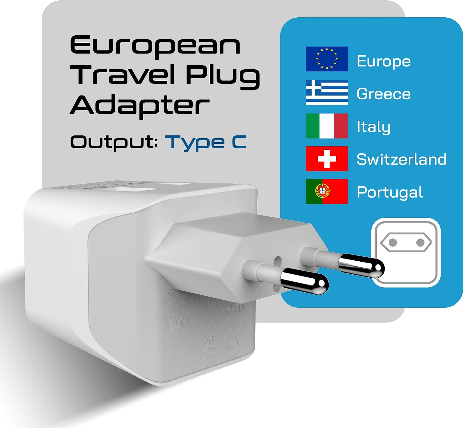 Detalle de Ceptics 3 in 1 European Travel Plug Adapter CTU-9C