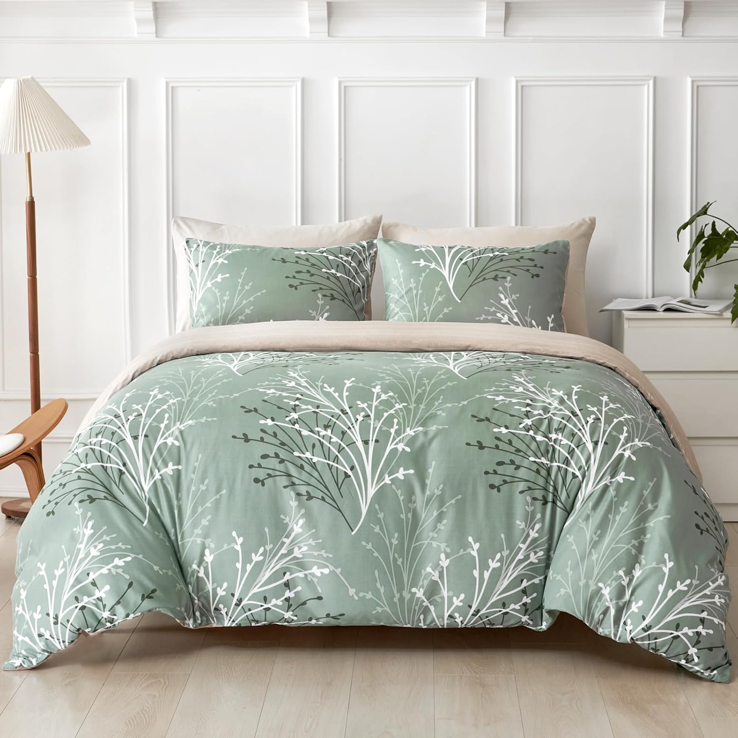 Detalle 2 de Tokokimo Green King Size Duvet Cover Set 230x220 cm
