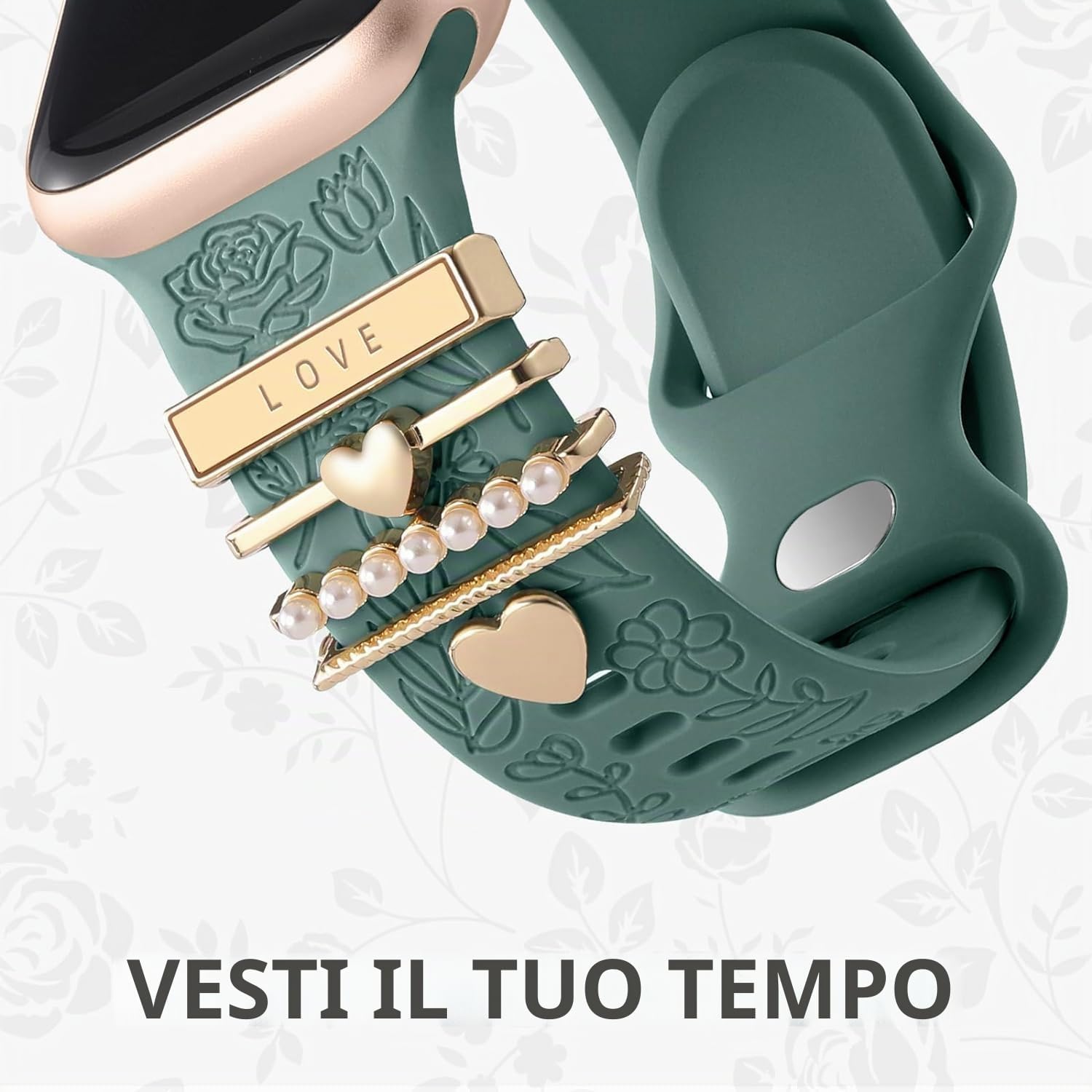 Thumbnail 2 de Cinturino inciso con fiori e decorazioni per Apple Watch in silicone (compatibile 38/40/41/42/44/45/46 mm, Serie 1–11, Ultra, SE)