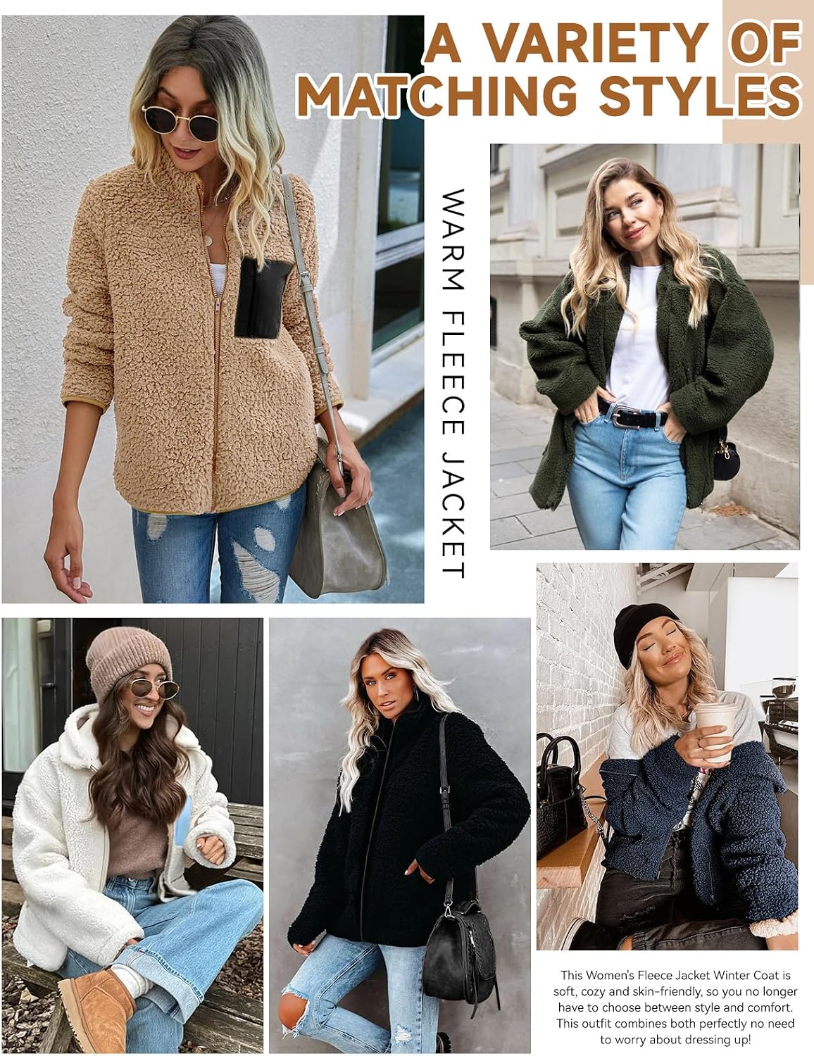 Thumbnail 5 de Tuopuda Teddyfell Jacke Damen Zipper Hoodie