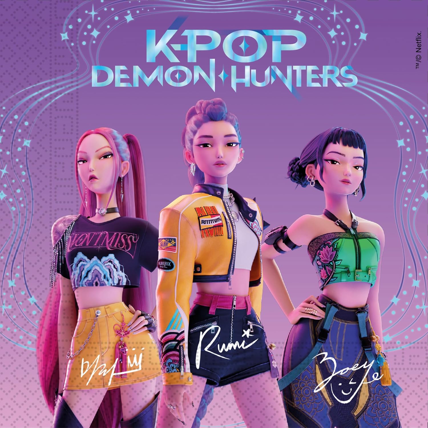 Detalle 2 de Set de decoración y vajilla para cumpleaños Procos KPop Demon Hunters (52 piezas)