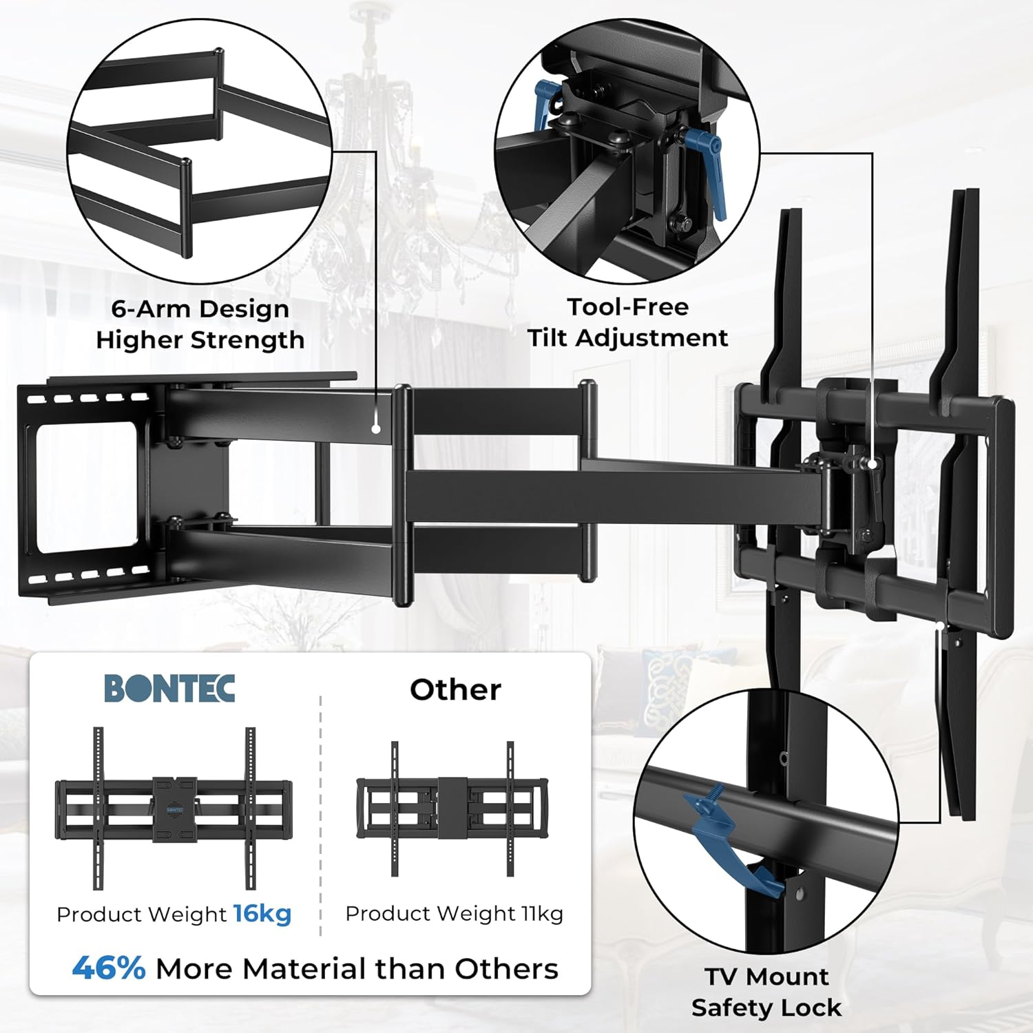 Thumbnail 4 de BONTEC Full Motion Wall Mount for 60–110 Inch TV