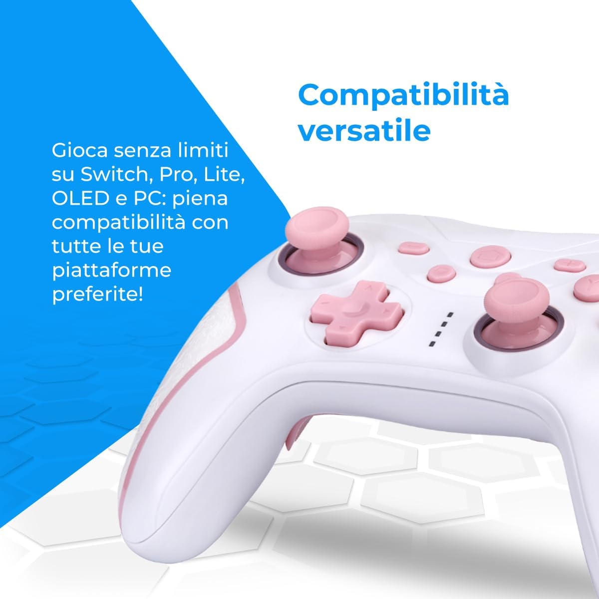 Thumbnail 3 de NK Telecomando Switch Wireless: controller con Turbo, Wake up, Bluetooth e macro per Switch, Switch OLED e PC (Bianco e Rosa)