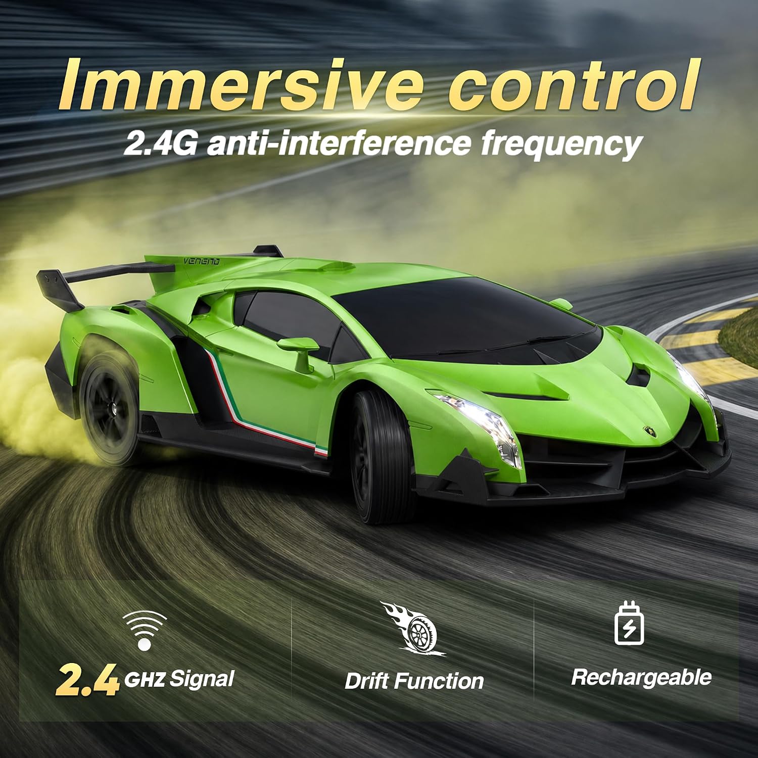 Thumbnail 4 de Lamborghini 1:24 RC Drift Car (4WD) – 25 km/h, 2 Batteries & 2 Tire Sets