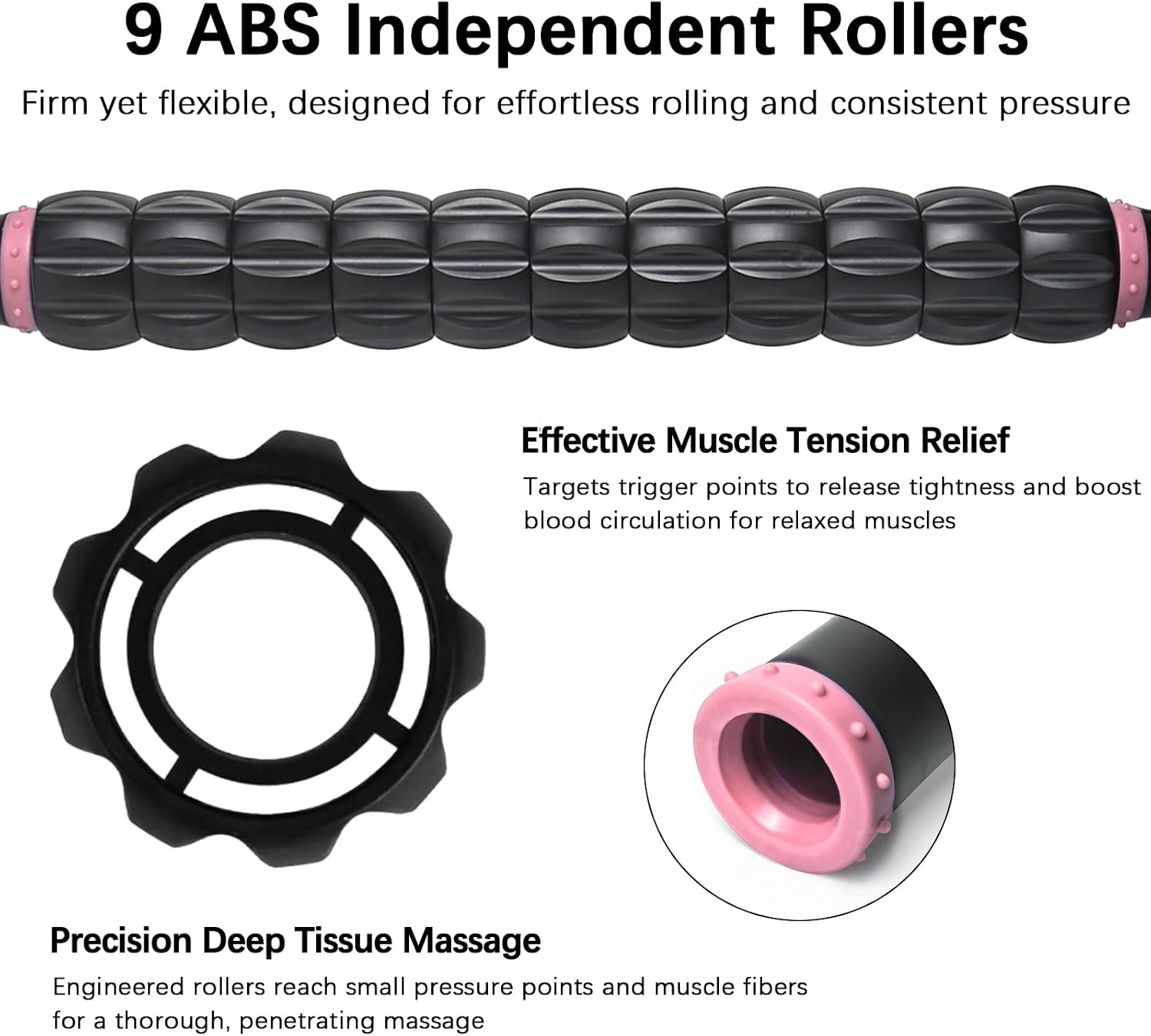 Thumbnail 2 de MZDXJ Muscle Roller Massage Stick for Deep-Tissue Muscle and Fascia Care, Pink/Black
