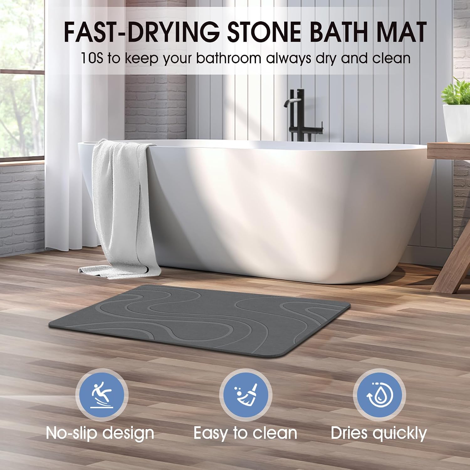 Detalle de Veeloim Stone Bath Mat diatomaceous earth bath mat