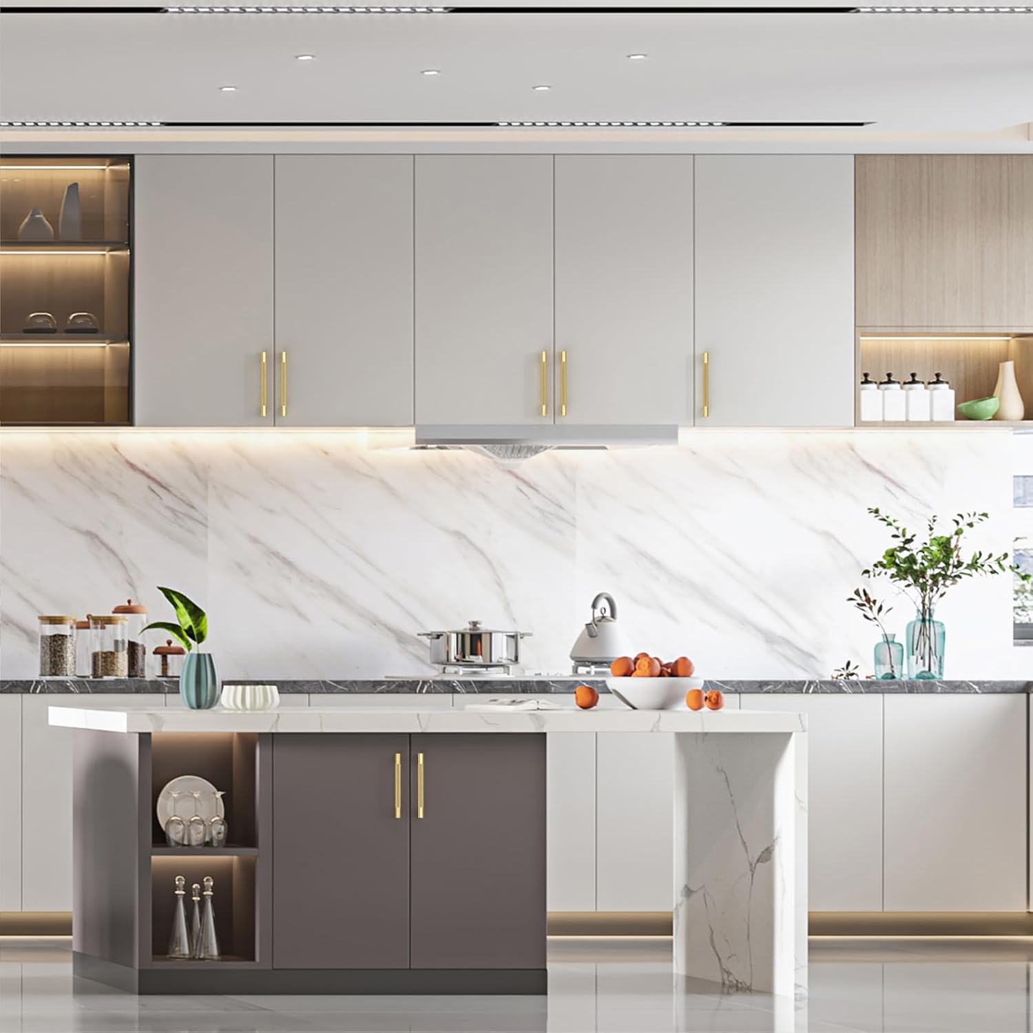 Detalle de Amerdeco 10 Pack Brushed Gold Knurled Cabinet Pulls (128mm centre to centre) AM003
