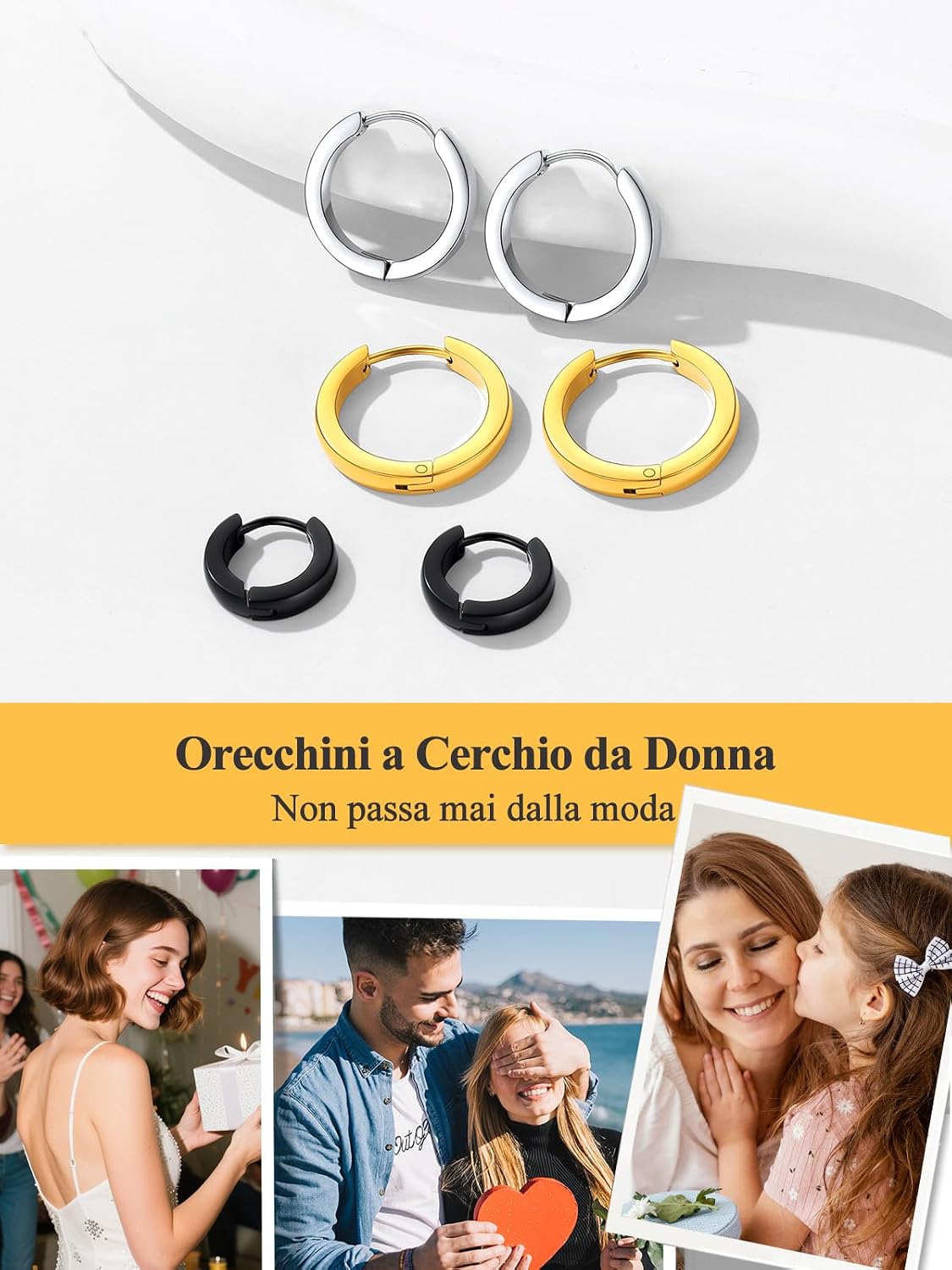 Thumbnail 6 de U7 Orecchini Cerchio Piccolo 7-16mm