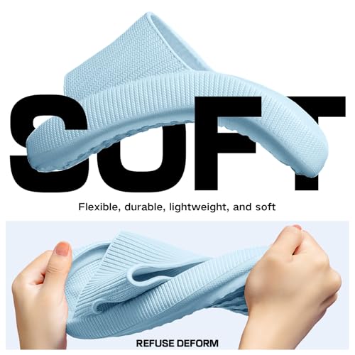 Detalle de BAGHUY Cloud Sliders for Women & Men – Non-Slip EVA Cloud Slippers (Blue, UK 6-7)