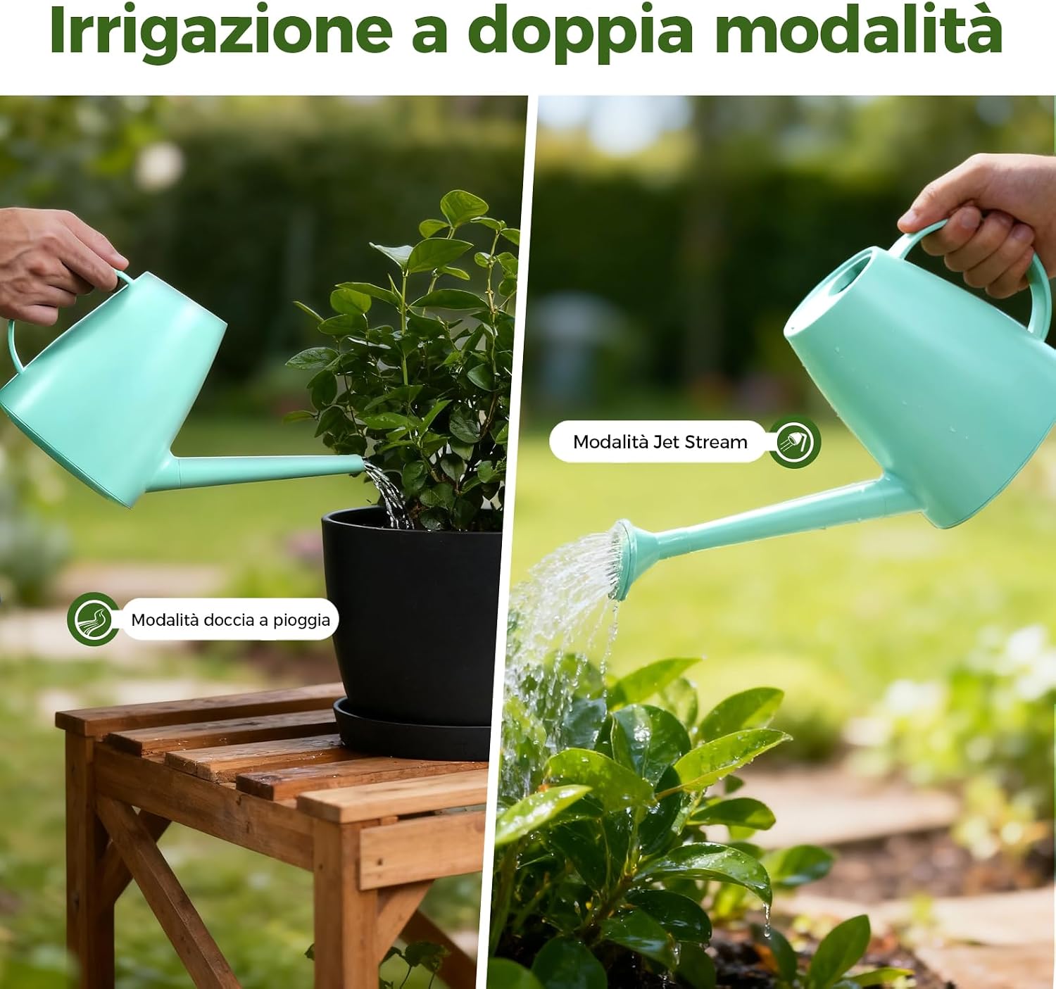 Detalle de Bamworld Annaffiatoio per Piante da Interno con Beccuccio Lungo 1,8 L – 3 colori, design ergonomico