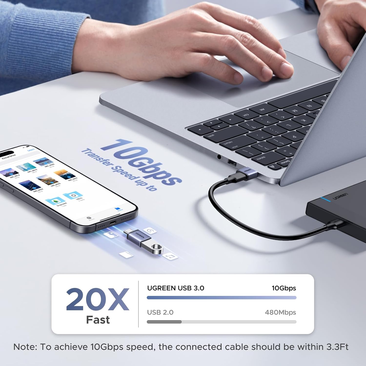 Detalle de UGREEN USB C to USB Adapter 10Gbps, 4-pack