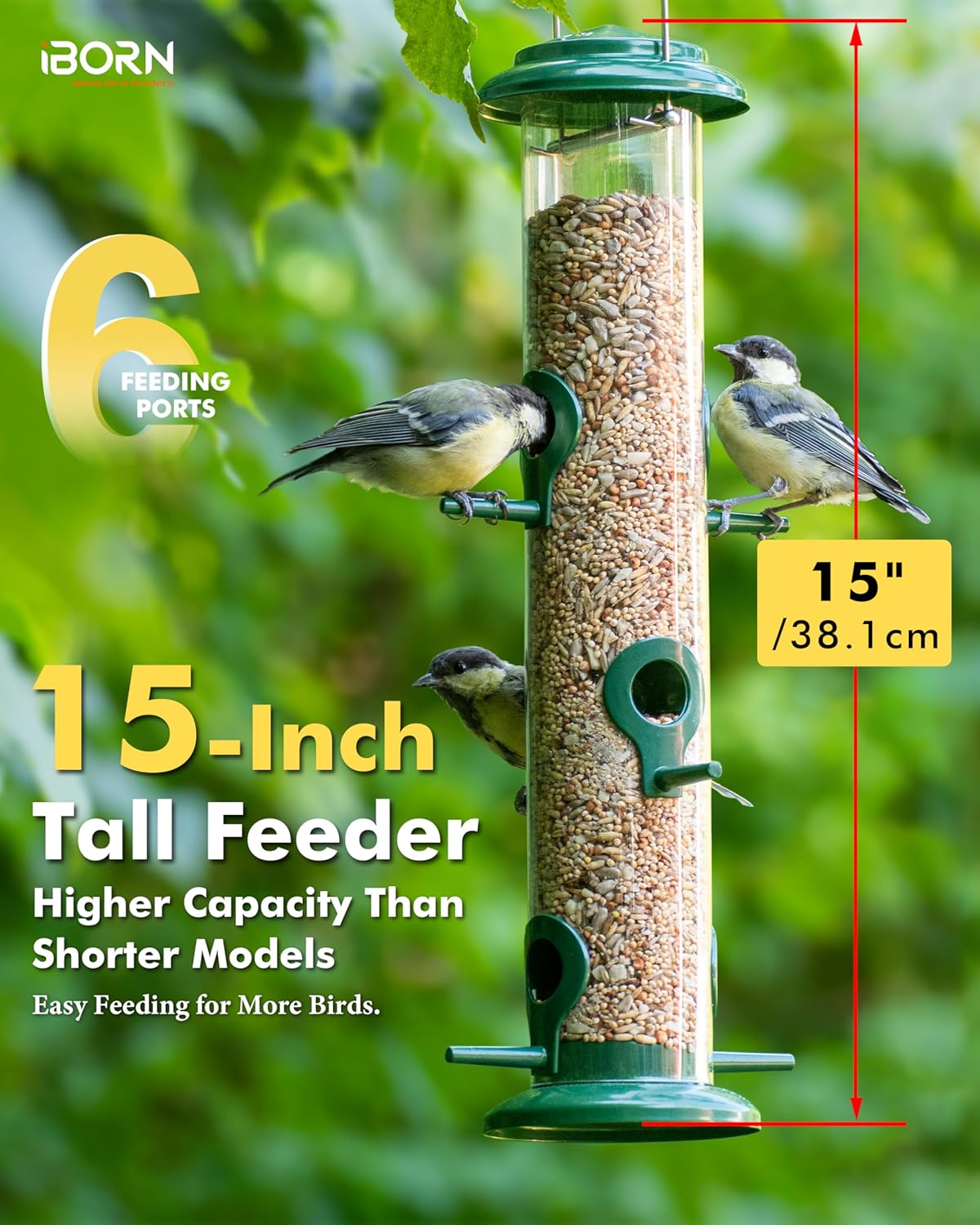 Thumbnail 6 de iBorn 15 Inch 6-Port Metal Bird Feeder