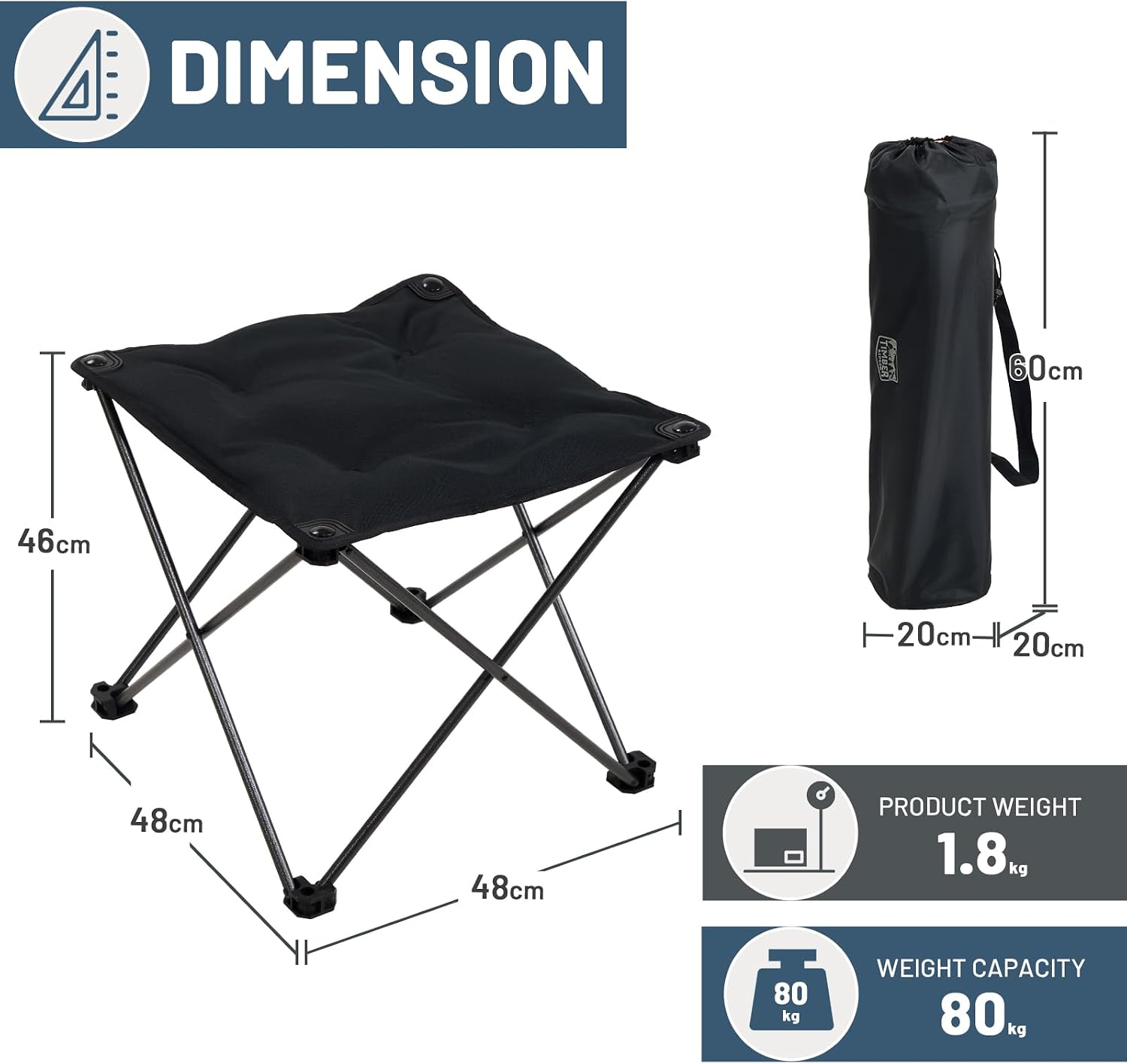 Thumbnail 2 de TIMBER RIDGE Folding Camping Footrest: Padded, Portable Stool with Carry Bag
