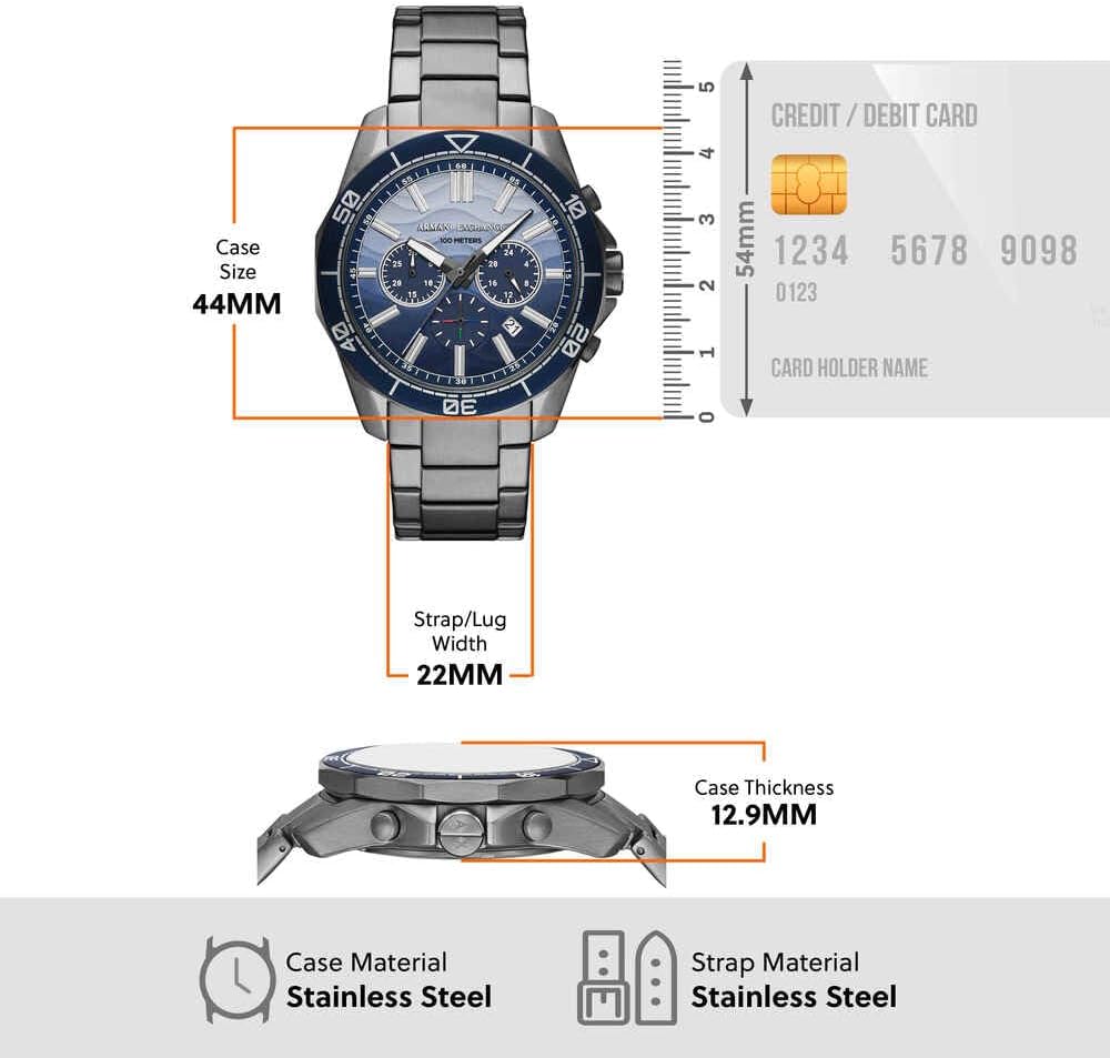 Thumbnail 6 de Armani Exchange Herren-Uhr in Silberfarben (Quarz-Chronograph) mit 44-mm-Gehäuse