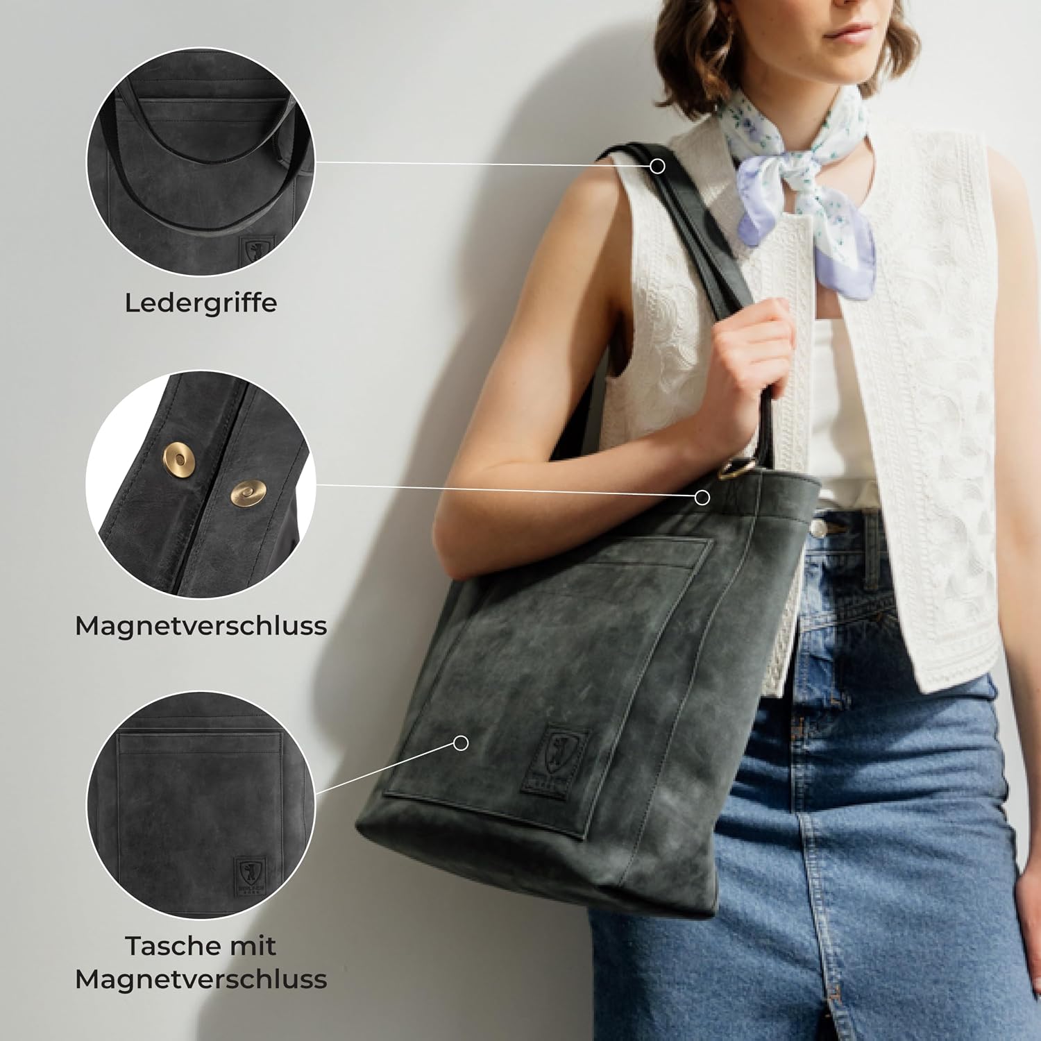 Detalle 1 de Berliner Bags Seville Vintage Shopper Tasche