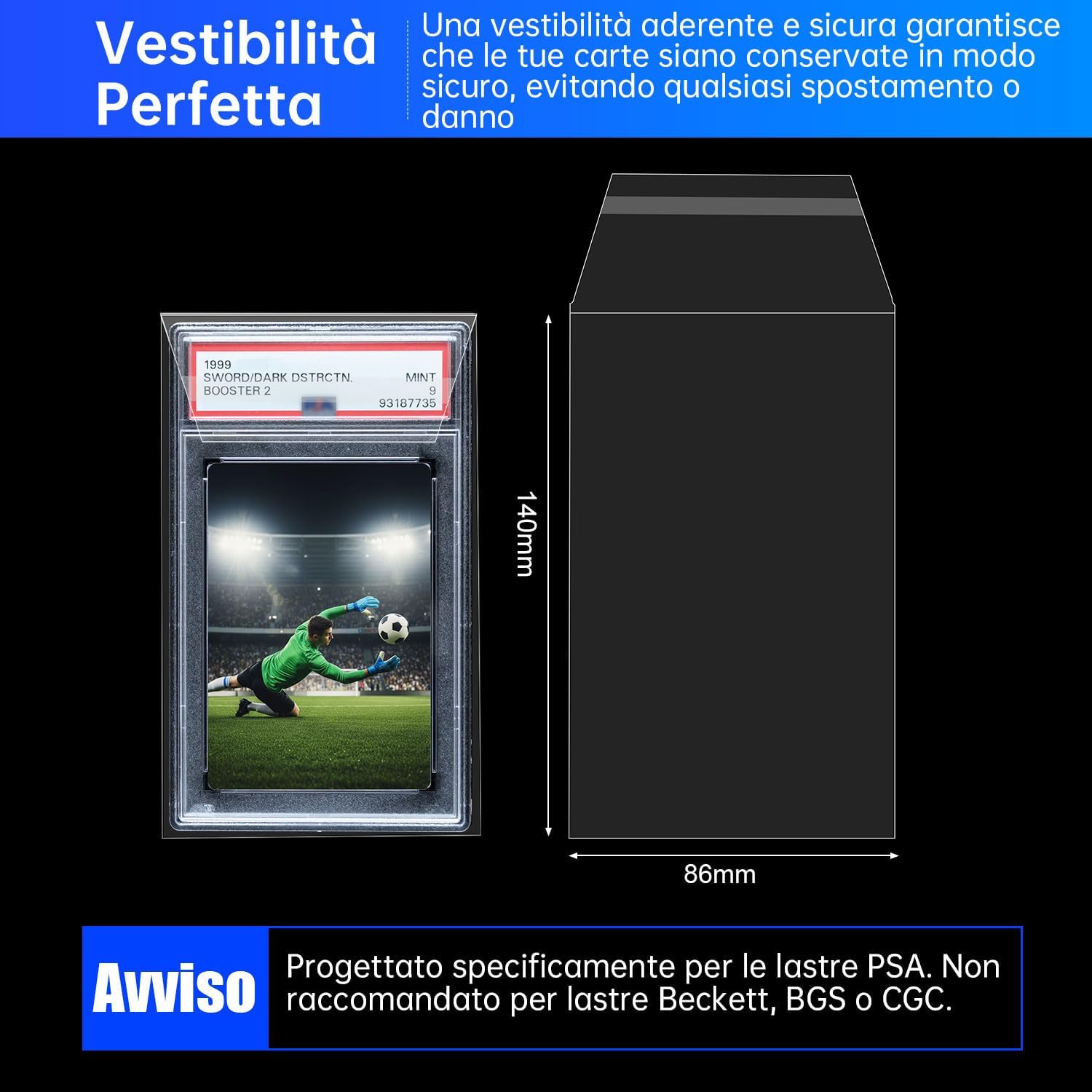 Thumbnail 4 de Tolesum 100 Pezzi Buste Protettive per PSA Graded Slabs 86 x 140 mm – Sleeves Premium in PP