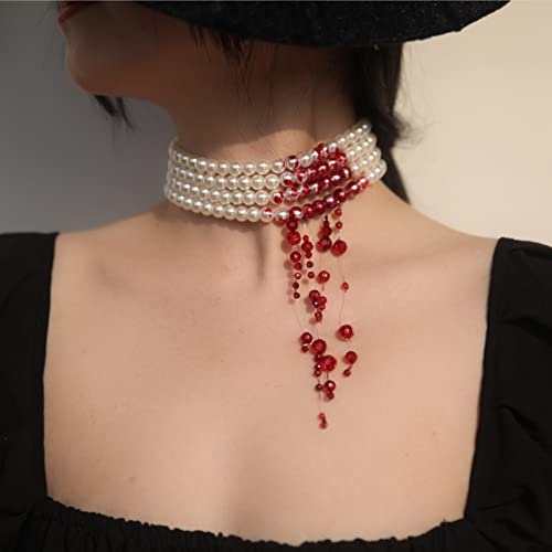 Thumbnail 1 de Handmade Vampire Choker with Dripping Blood Imitation Pearls by Ausdxreky
