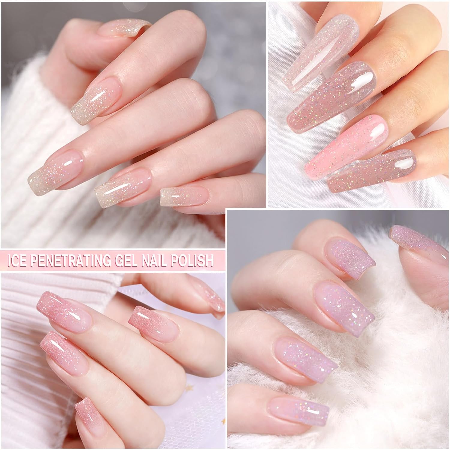 Thumbnail 6 de Shining She UV-Glitzer-Jelly-Nagellack (6 Farben) – holografischer Schimmer in Nude-Rosa, Soak-off Gel, 8 ml