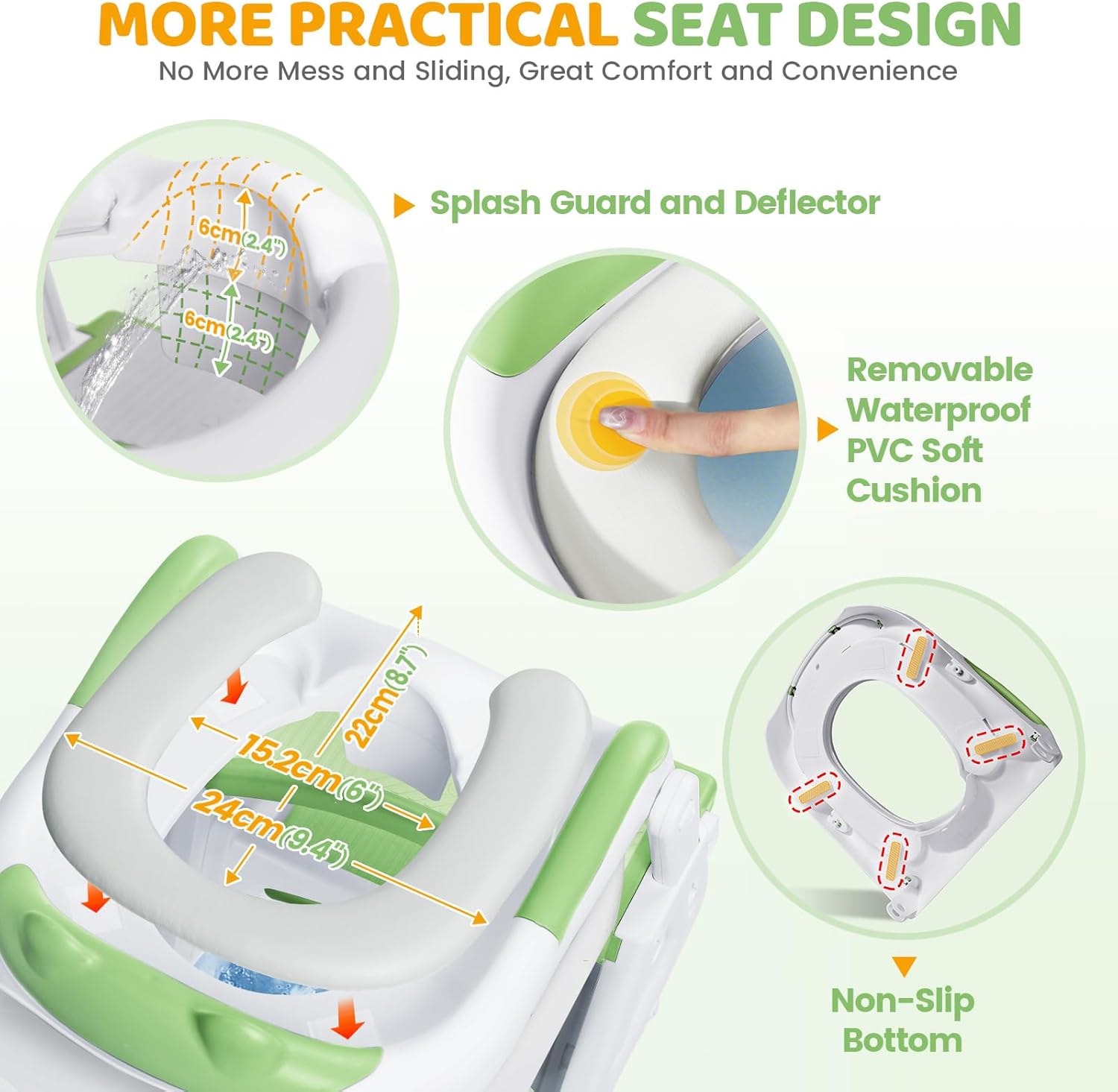 Detalle 2 de Potty Training Toilet Seat - Upgraded 2-in-1 Toddler Seat with Stable Triangle Base and Extended Pedal (Bear Green)