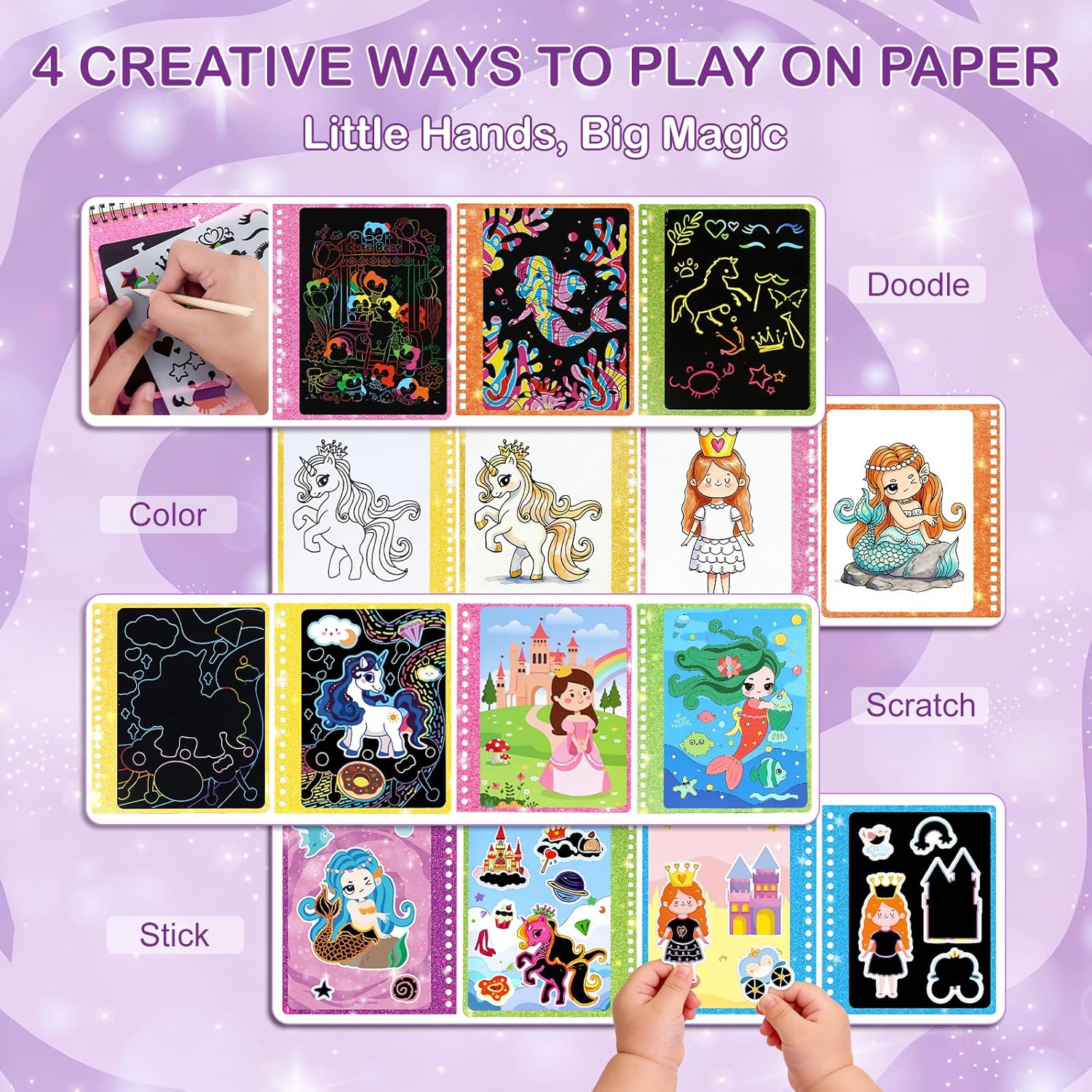 Thumbnail 1 de DICAO Scratch Art Gift Set for Girls Aged 5–10