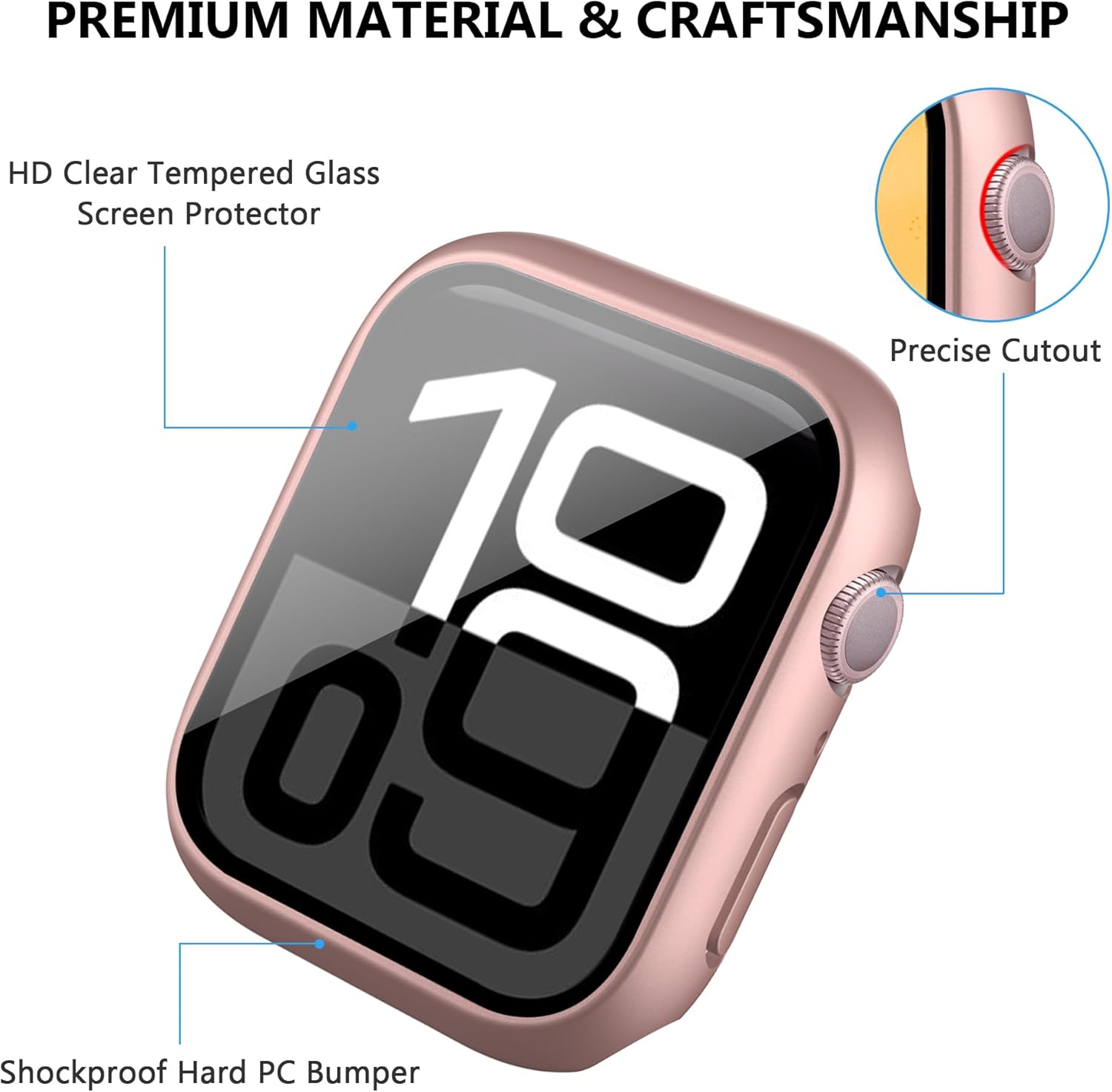 Thumbnail 1 de Tiorecime 8-pack hard PC bumper cases with tempered glass screen protectors for Apple Watch Series 11/10 (42mm)