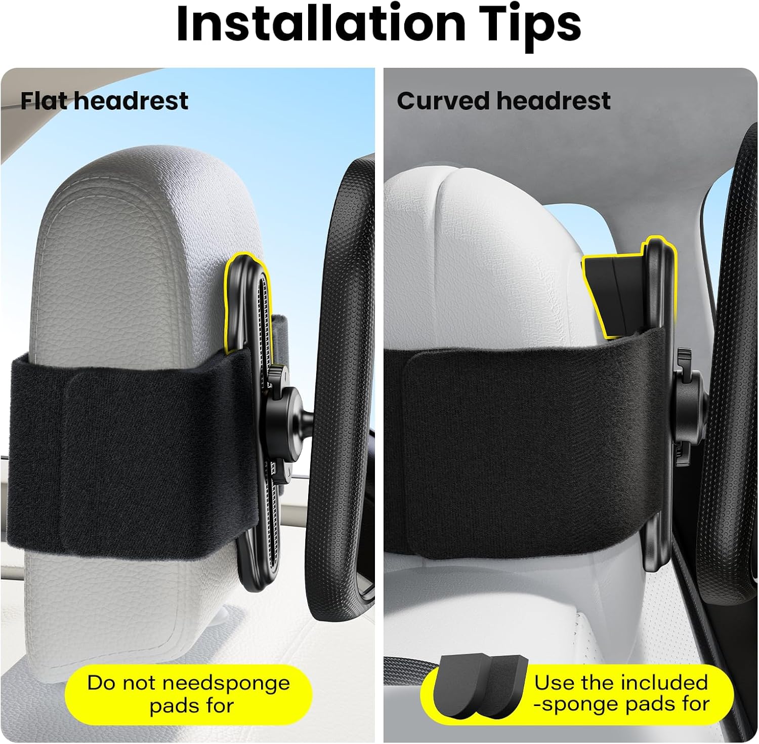 Thumbnail 3 de Shatterproof Fixed Headrest Car Mirror for Baby Rear Facing – 360° Wide-View Velcro Strap