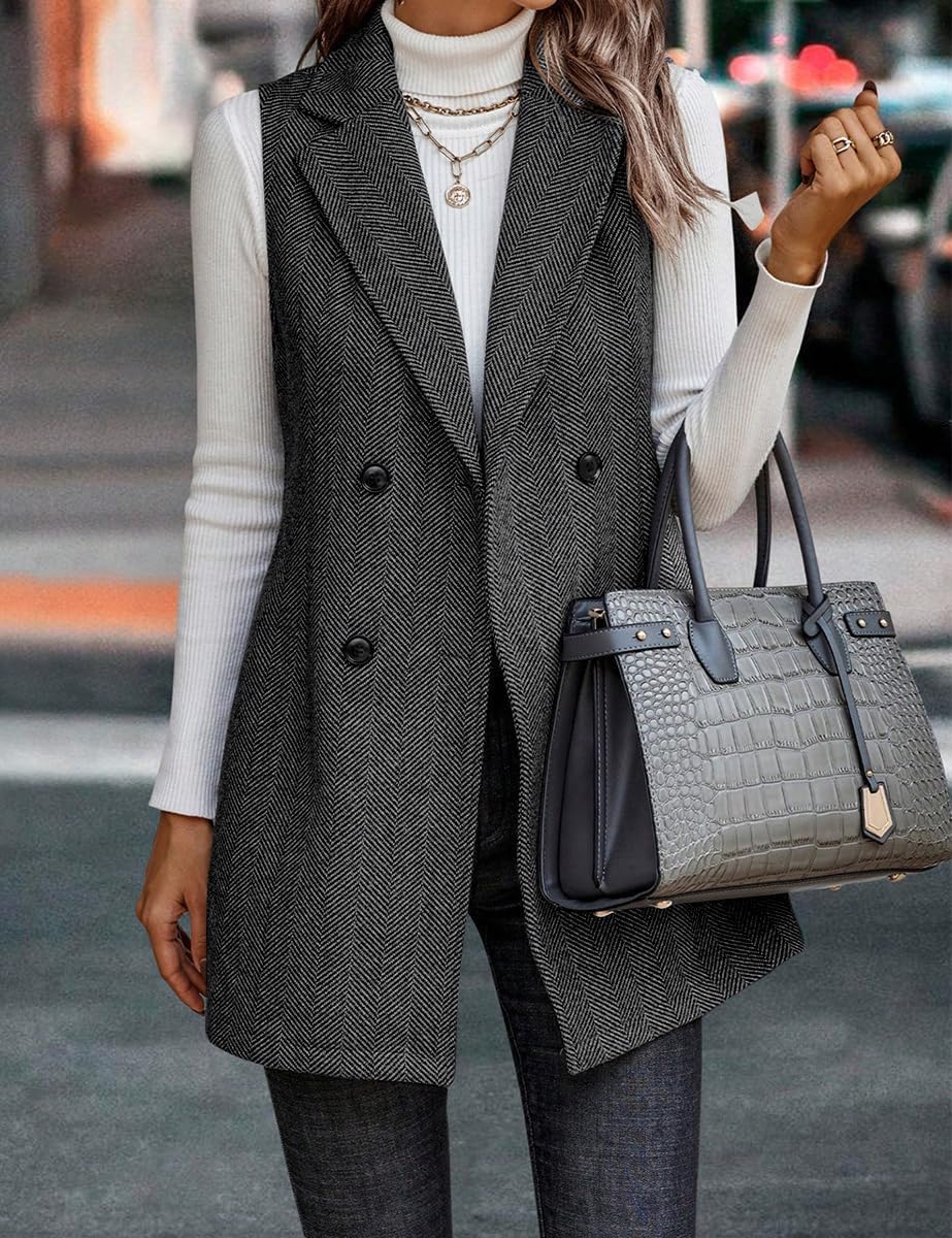 Detalle de IDEALSANXUN Women's Long Tweed Vest