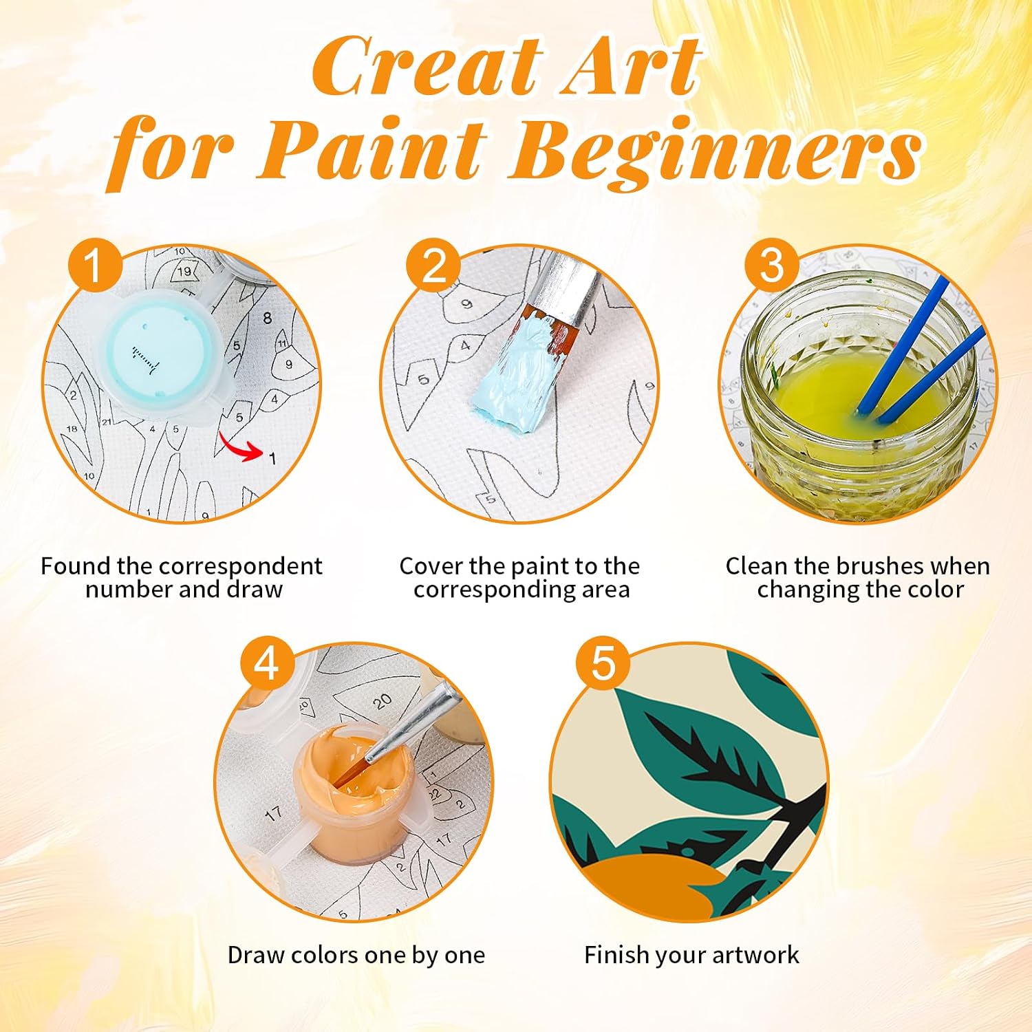 Thumbnail 5 de GEEHEIY 4 Pack Framed Paint by Numbers for Adults – Fruit Themed DIY Kit (20 x 30 cm), Includes Frames, Acrylic Paints and Accessories