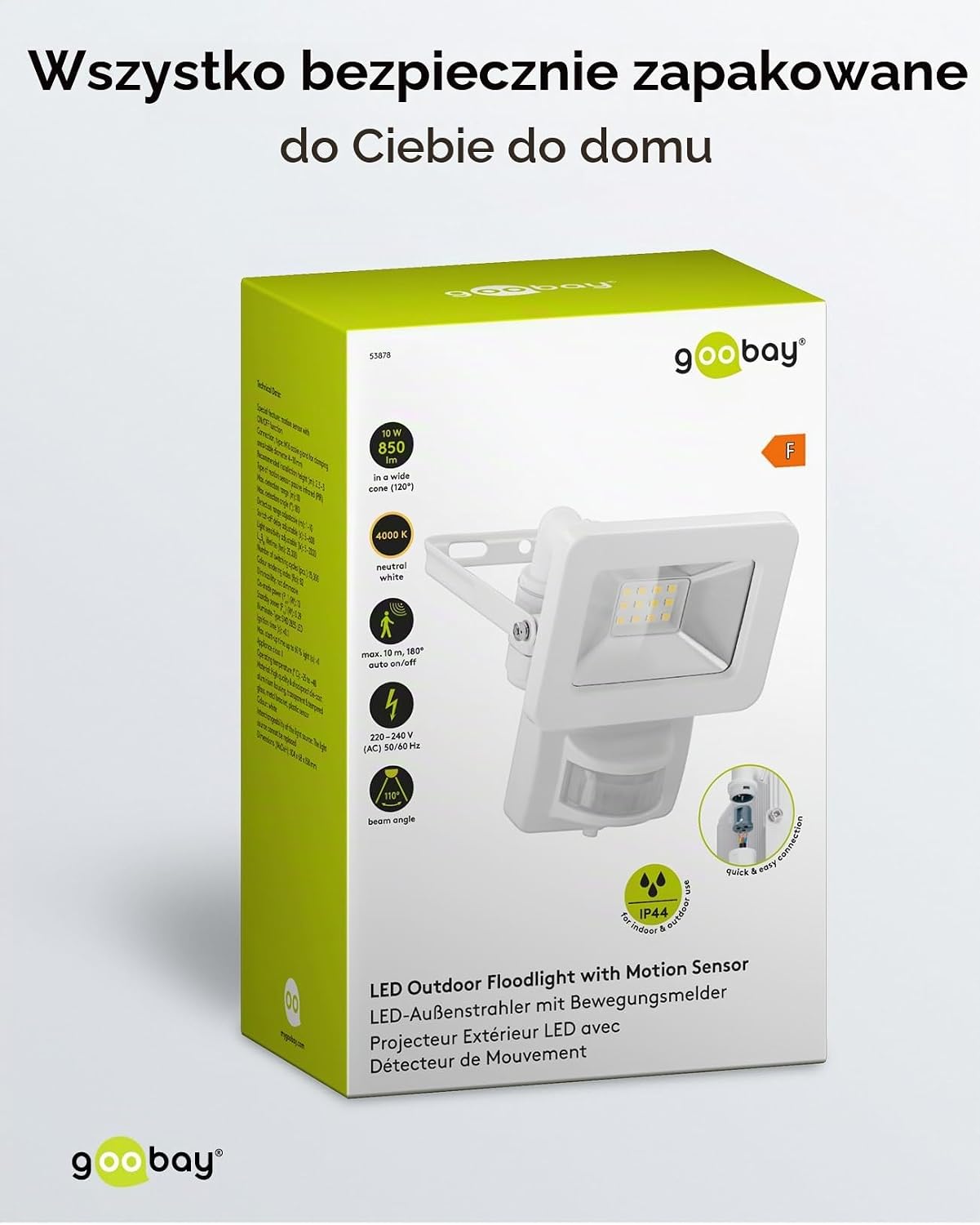Thumbnail 6 de goobay 53878 reflektor LED 10 W, 850 lm, z czujnikiem ruchu IP44
