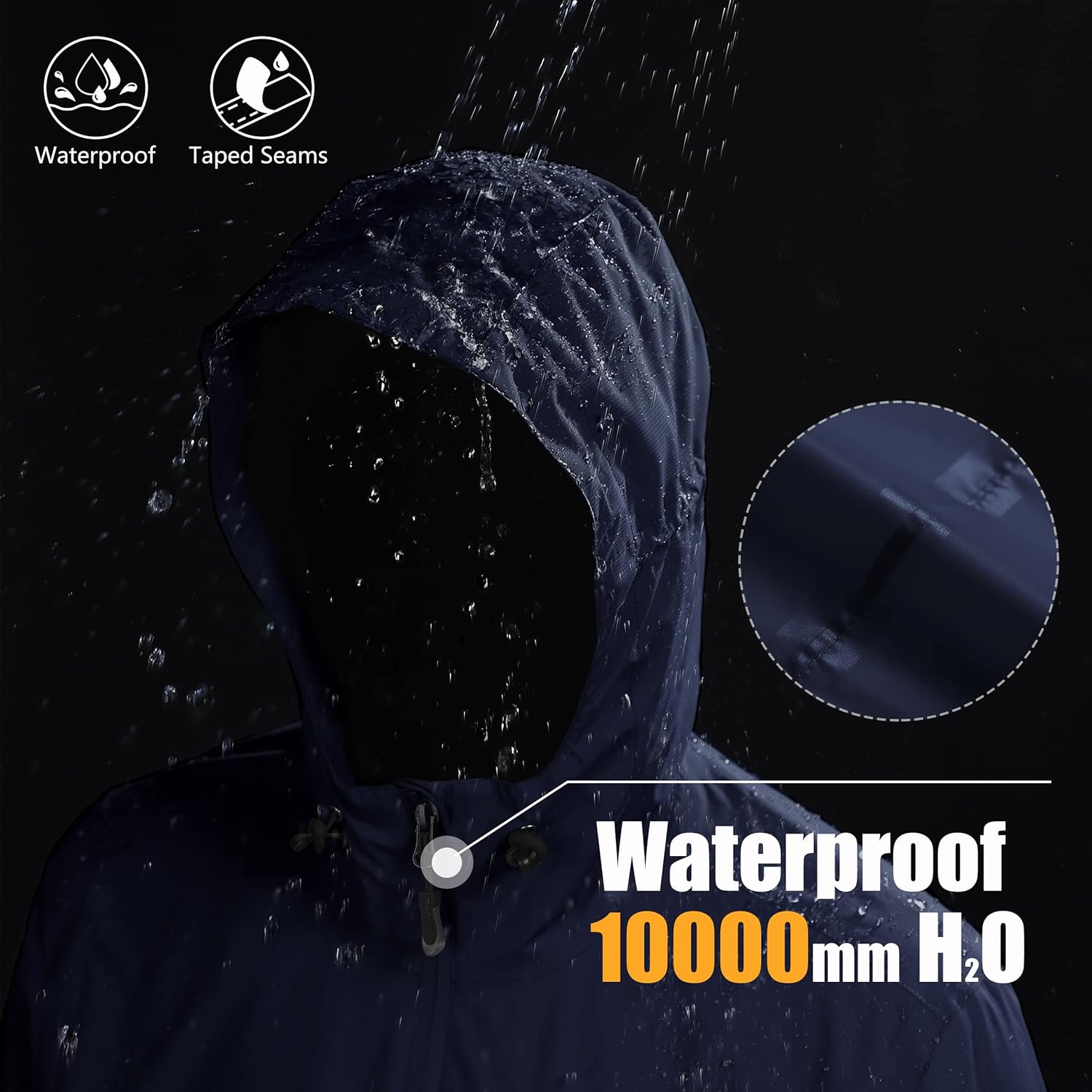 Detalle de 33,000ft Men's Outdoor Waterproof Jacket – Packable Windbreaker for Cycling, Hiking and Travel