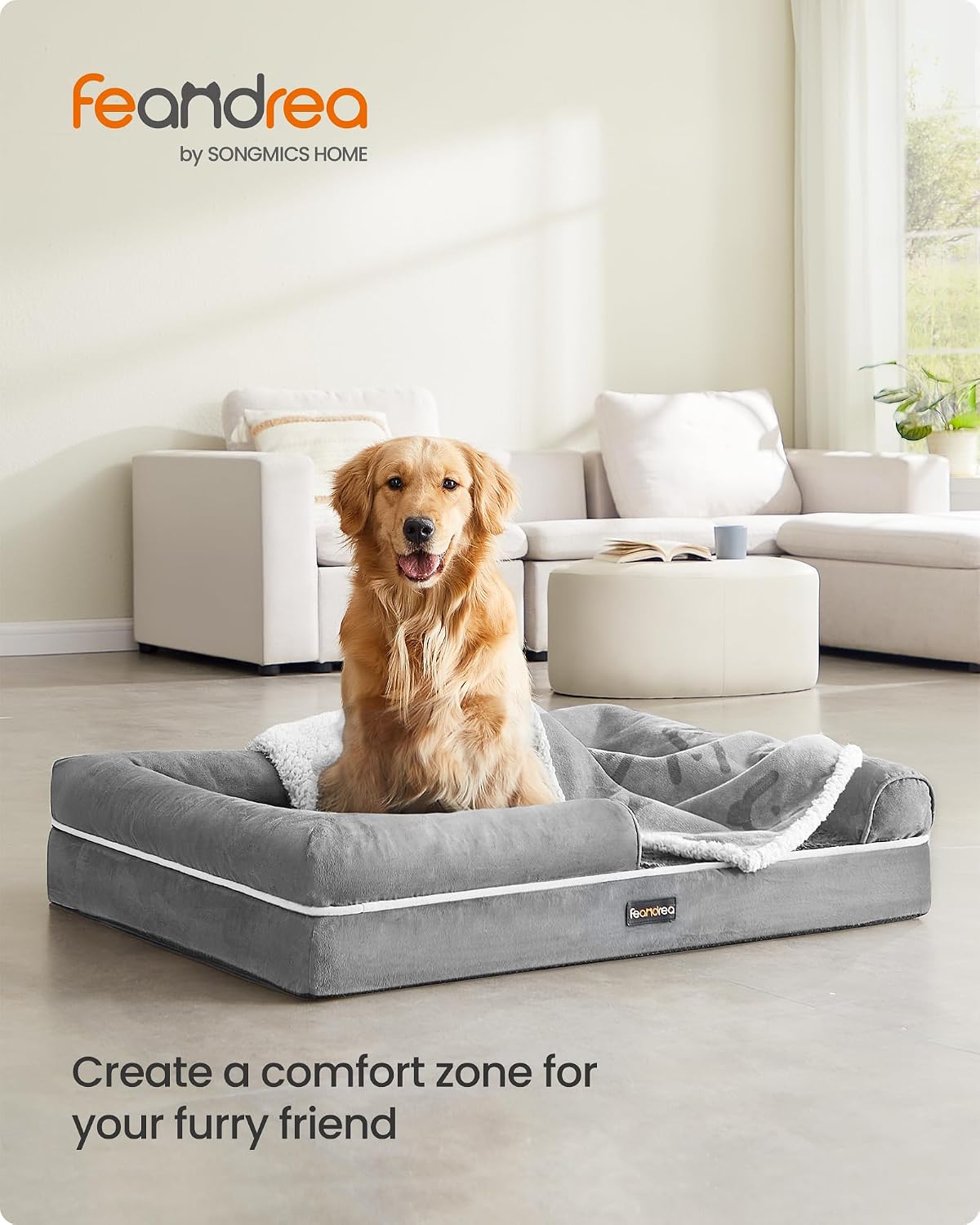 Detalle de FEANDREA Blomfy Collection PGW077G02 Orthopaedic Dog Bed, Washable Cover